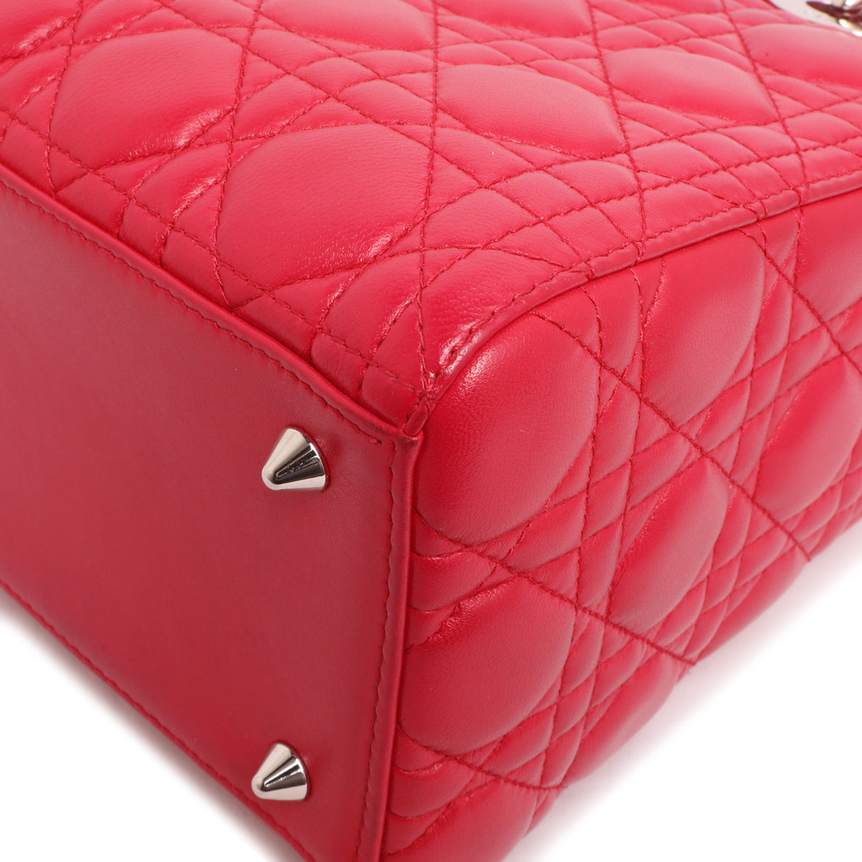 Christian Dior Fuchsia Lambskin Cannage Medium Lady Dior Handbags Christian Dior