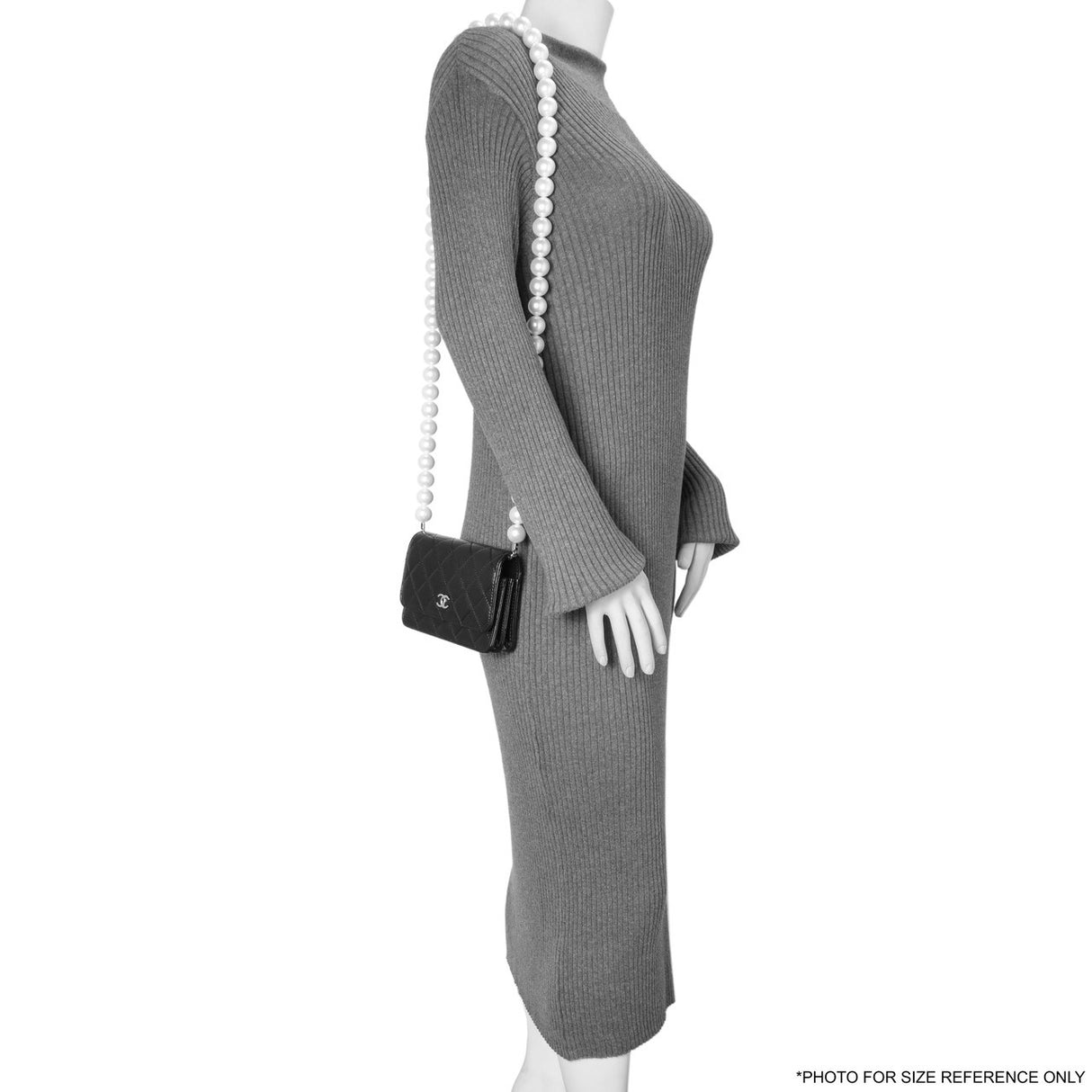 Chanel Black Quilted Calfskin Mini Maxi Pearls Wallet On Chain WOC Handbags Chanel