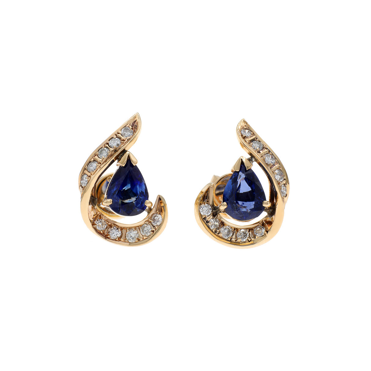 14K Yellow Gold 1.36 Carat Sapphire Earrings Fine Jewellery Modaselle