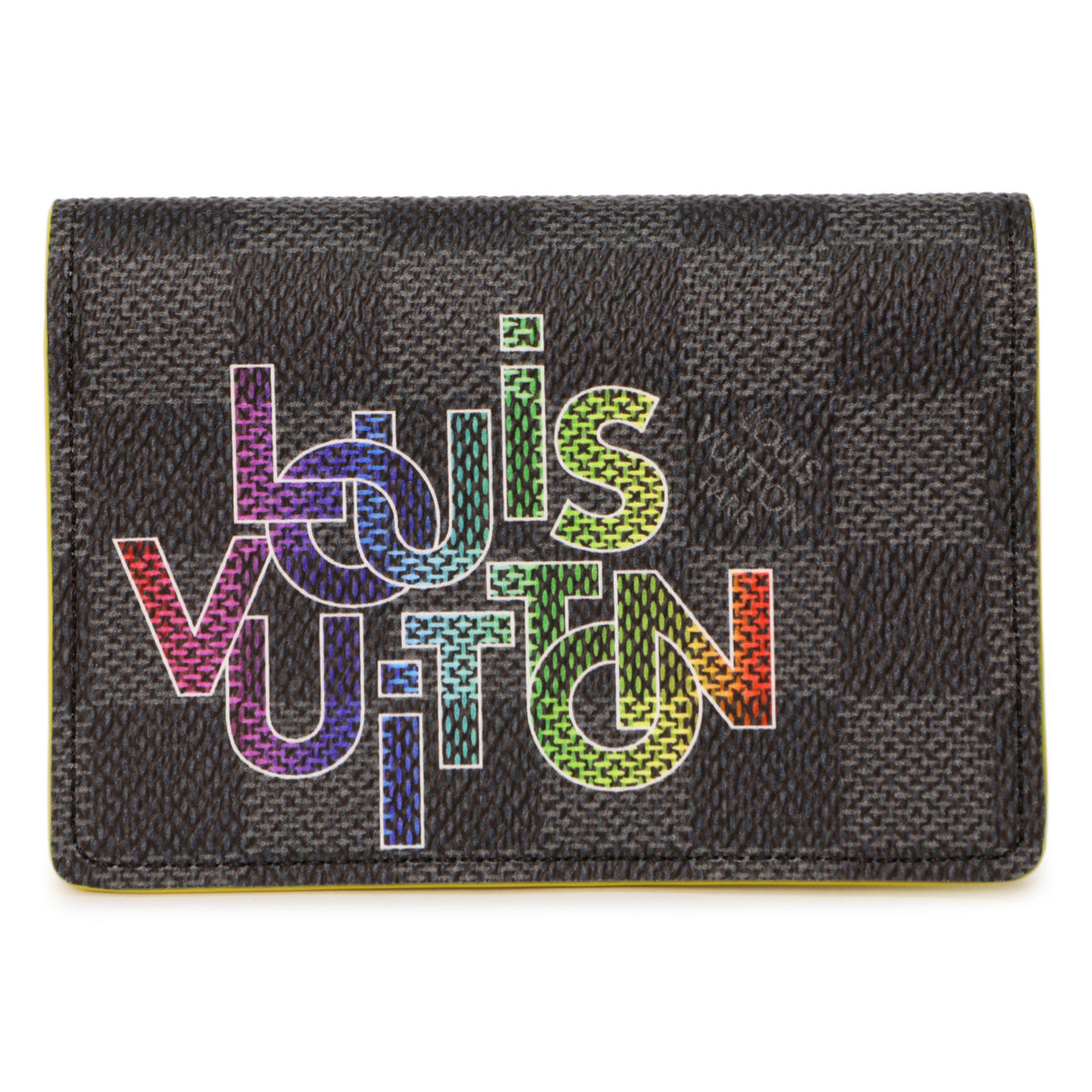 Louis Vuitton Damier Graphite Yellow Logo Pocket Organizer Accessories Louis Vuitton