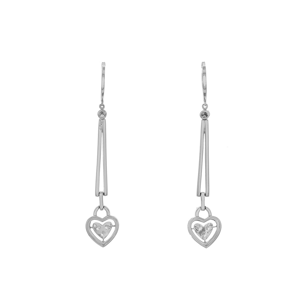 18K White Gold 1.40 Carat Diamond Heart Drop Earrings Fine Jewellery Modaselle