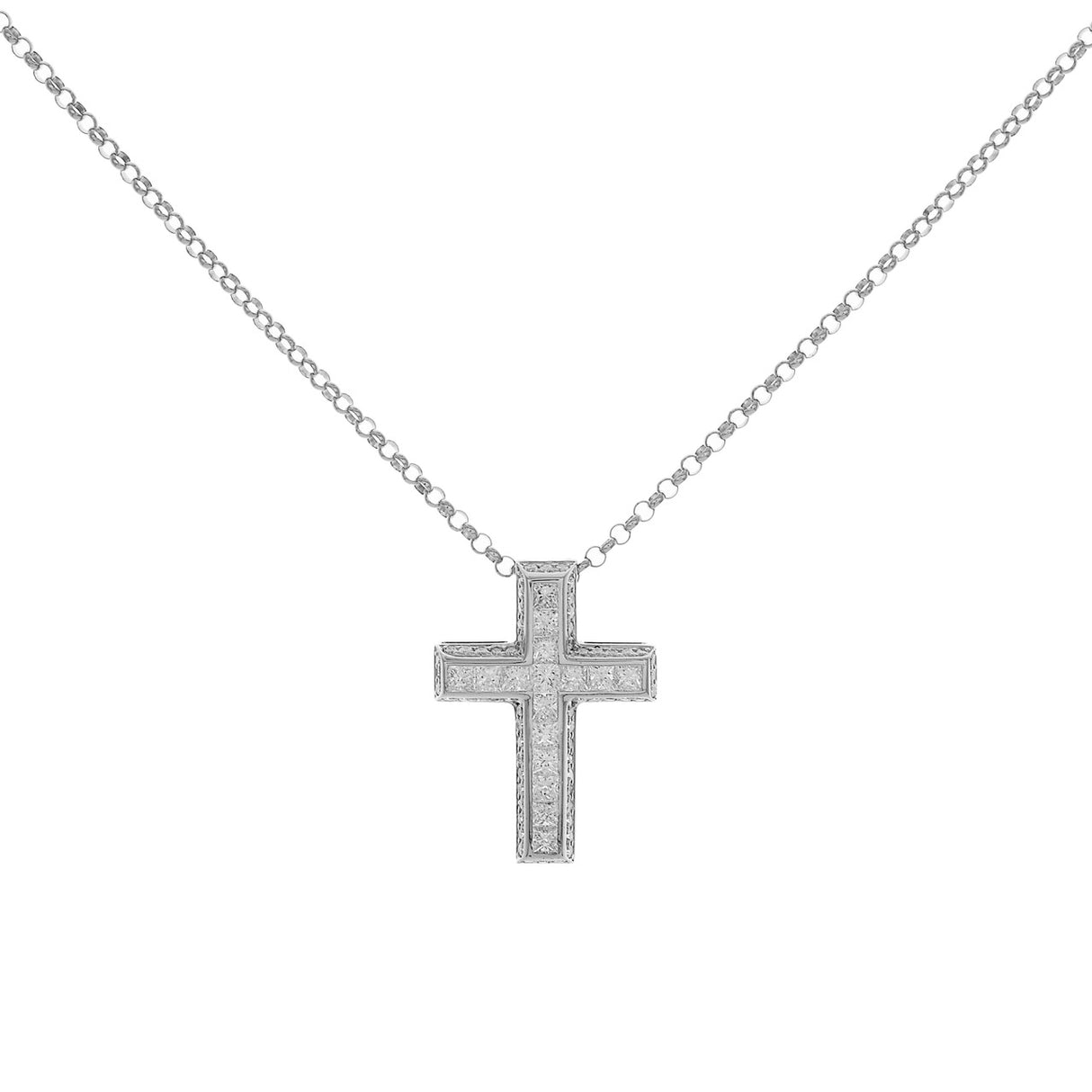 18K White Gold 2.22 Carat Diamond Cross Pendant Fine Jewellery Modaselle
