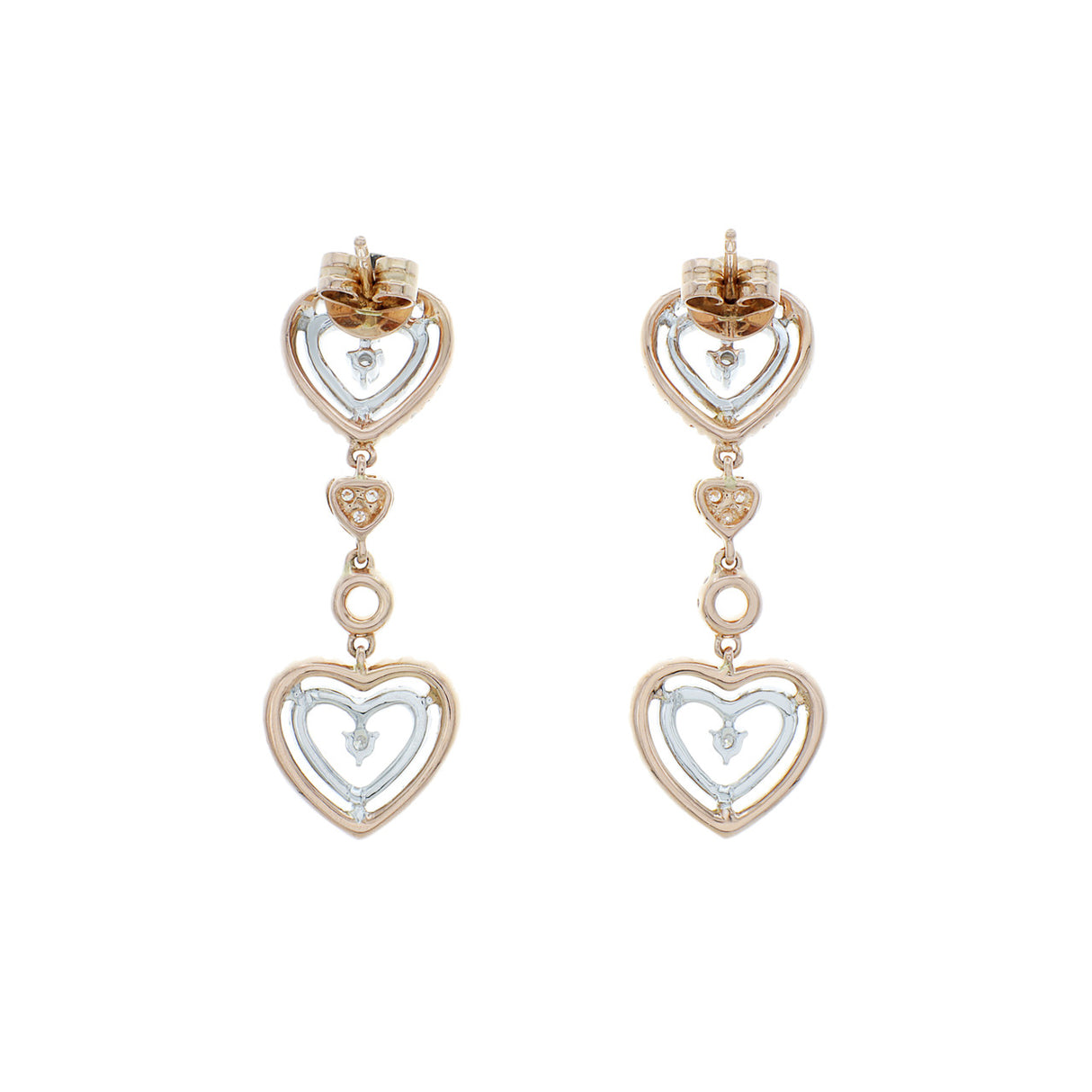 18K Rose Gold 1.15 Carat Diamond Heart Drop Earrings Fine Jewellery Modaselle