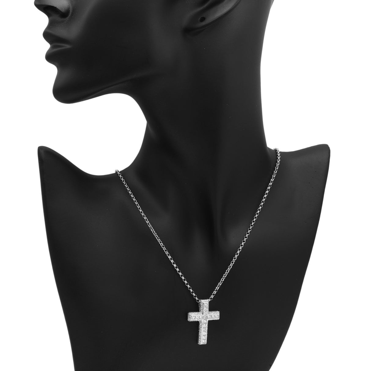 18K White Gold 2.22 Carat Diamond Cross Pendant Fine Jewellery Modaselle
