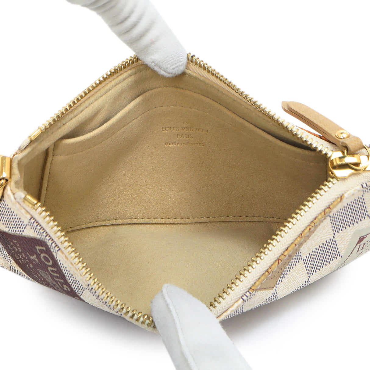 Louis Vuitton Damier Azur Trunks Labels Pochette Milla MM Handbags Louis Vuitton