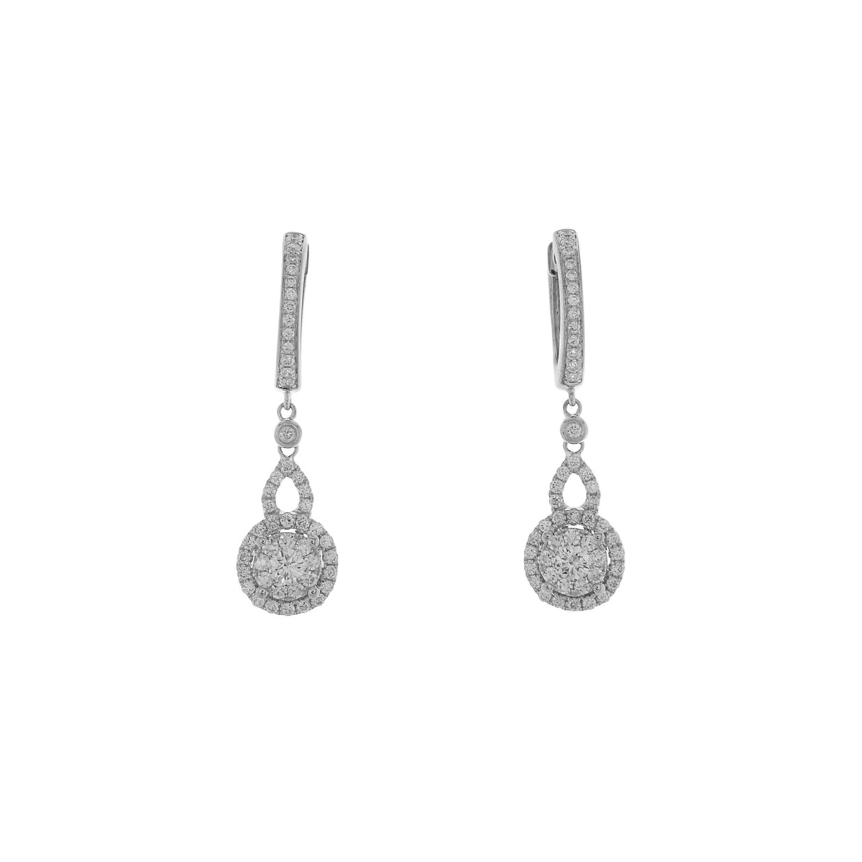 18k White Gold 1.00 Carat Diamond Drop Earrings Fine Jewellery Modaselle