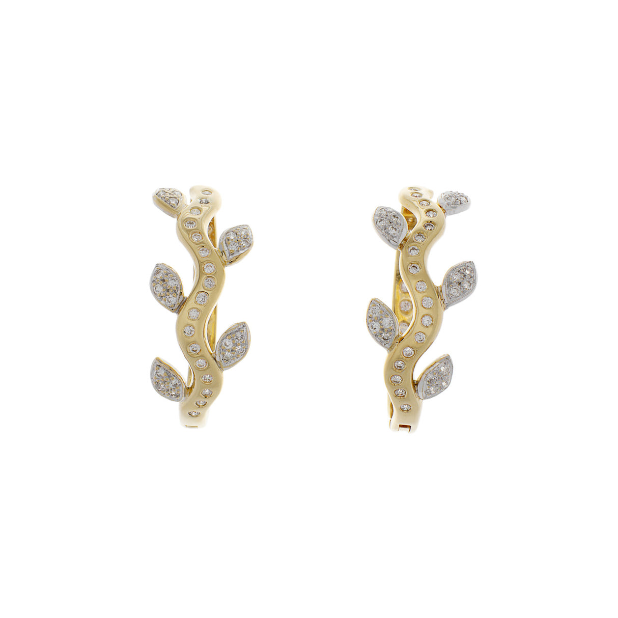 18K Yellow Gold 0.50 Carat Diamond Hoop Earrings Fine Jewellery Modaselle