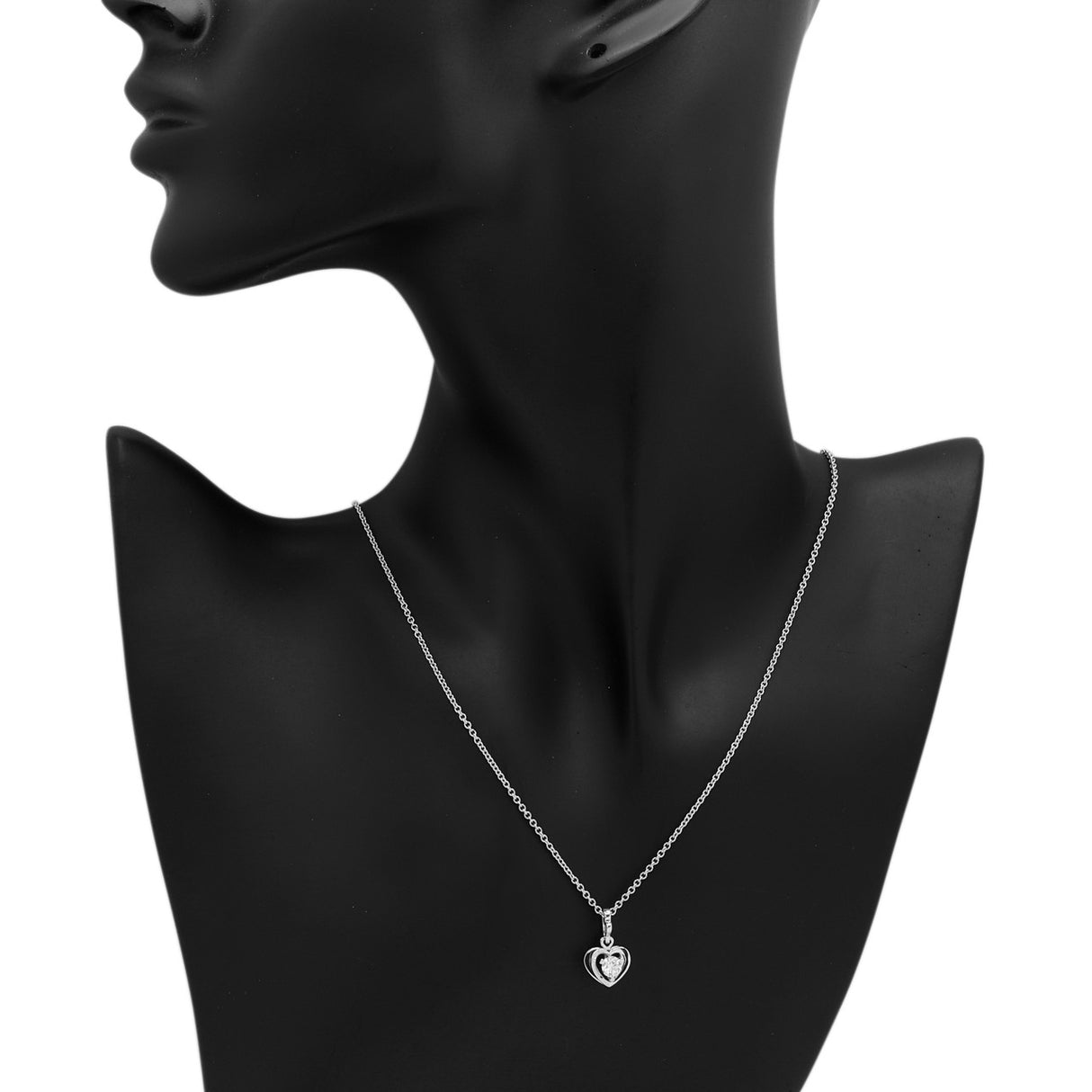 18K White Gold 0.32 Carat Diamond Heart Pendant Fine Jewellery Modaselle