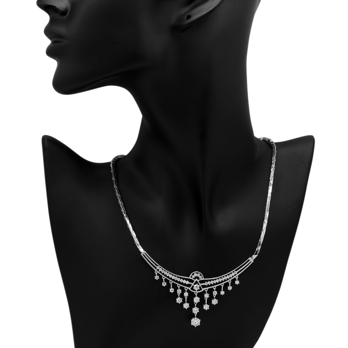 14K White Gold 3.75 Carat Diamond Lavaliere Necklace Fine Jewellery Modaselle