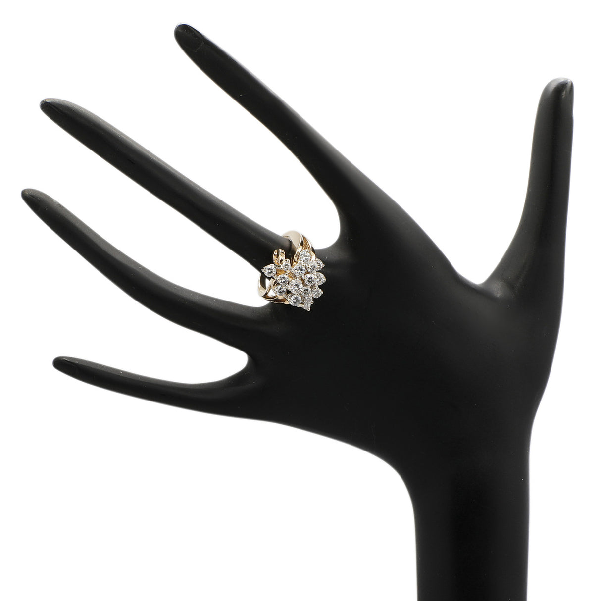 14K Yellow Gold 1.73 Carat Diamond Cluster Ring Fine Jewellery Modaselle