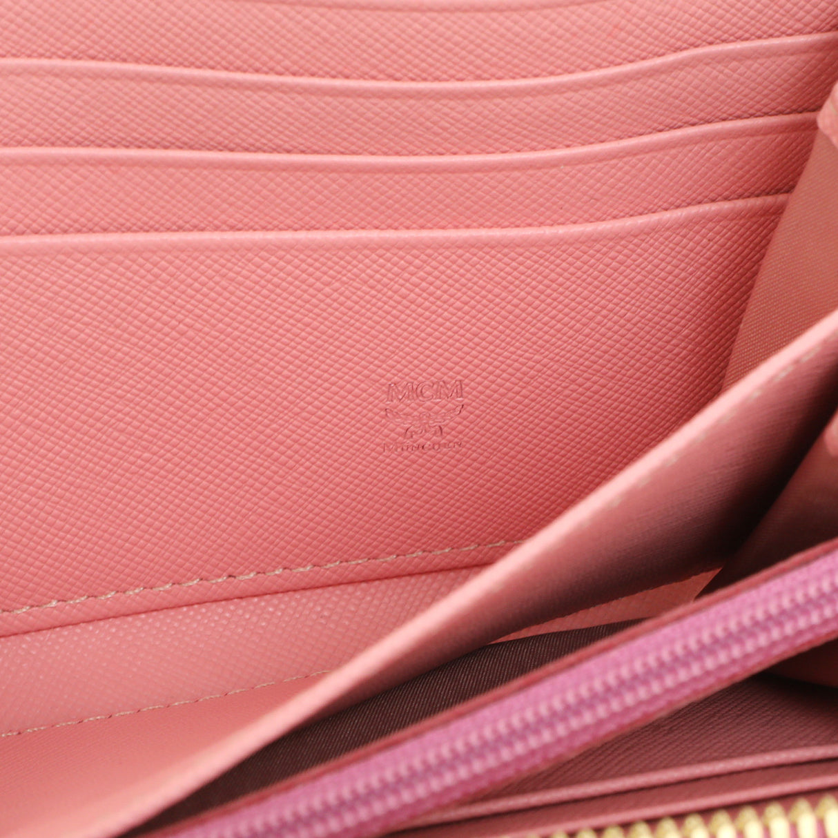 MCM Pink Visetos Zip Around Wristlet Wallet Accessories MCM