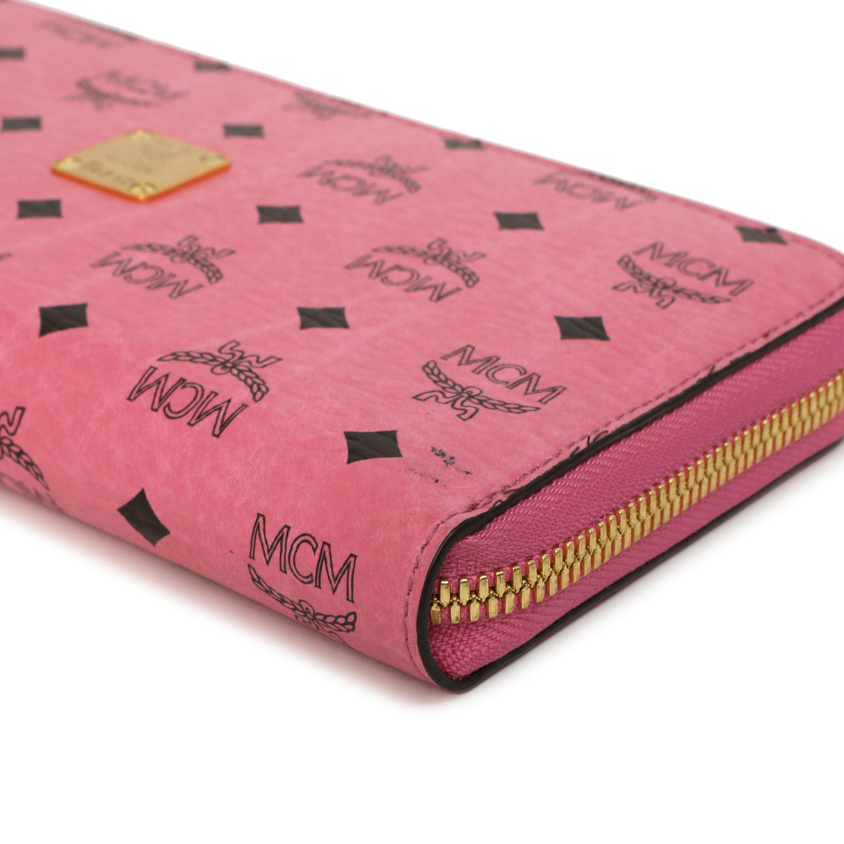 MCM Pink Visetos Zip Around Wristlet Wallet Accessories MCM