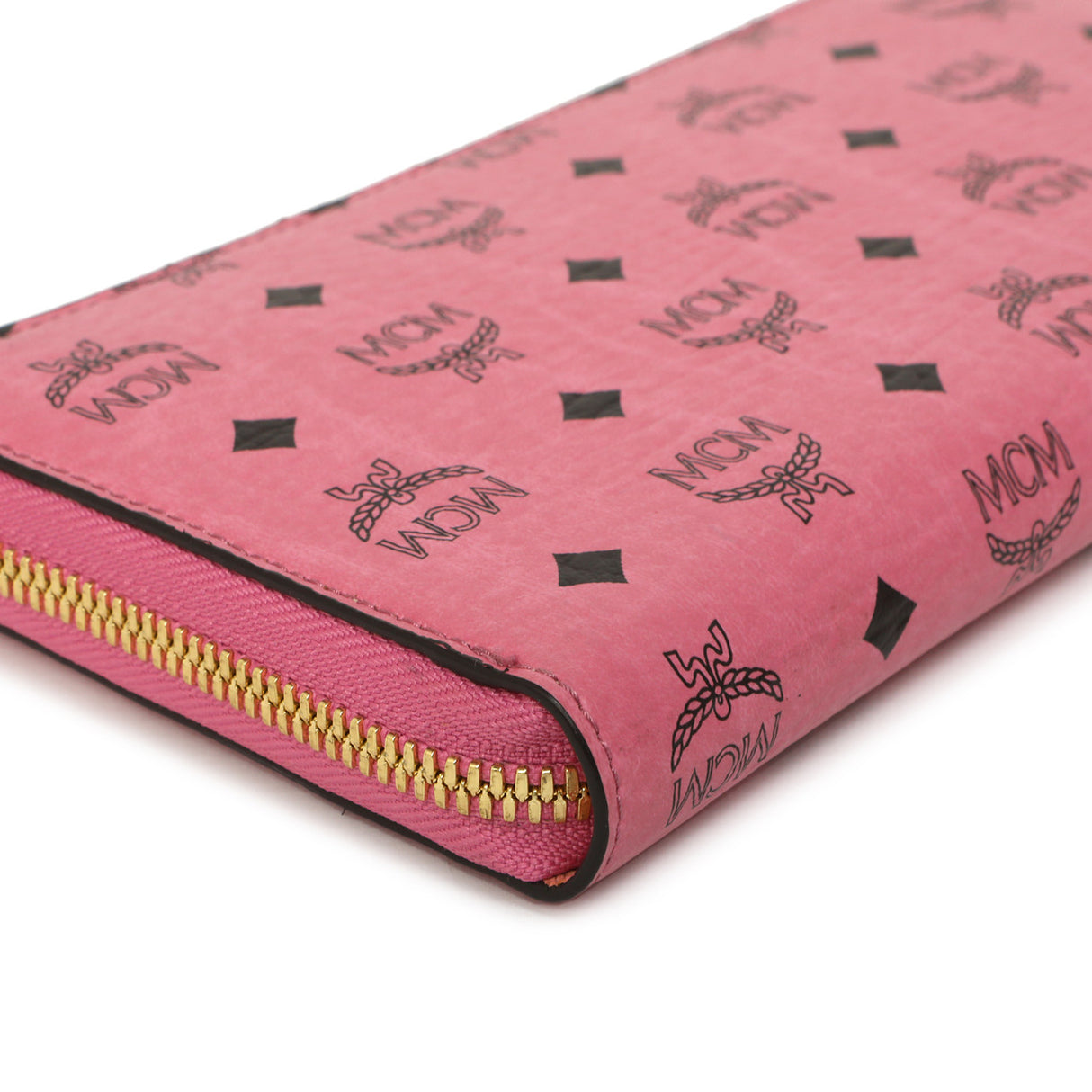 MCM Pink Visetos Zip Around Wristlet Wallet Accessories MCM