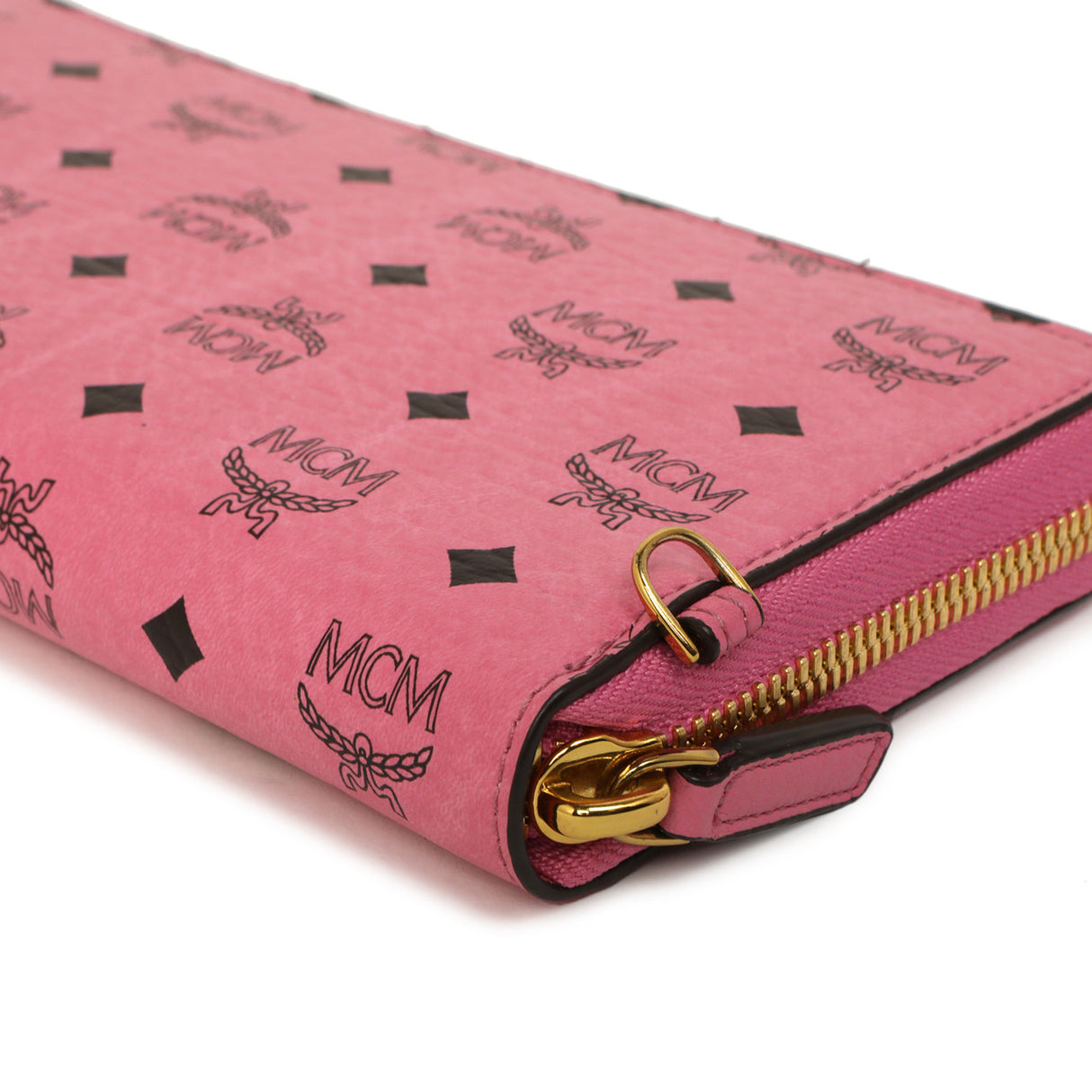 MCM Pink Visetos Zip Around Wristlet Wallet Accessories MCM