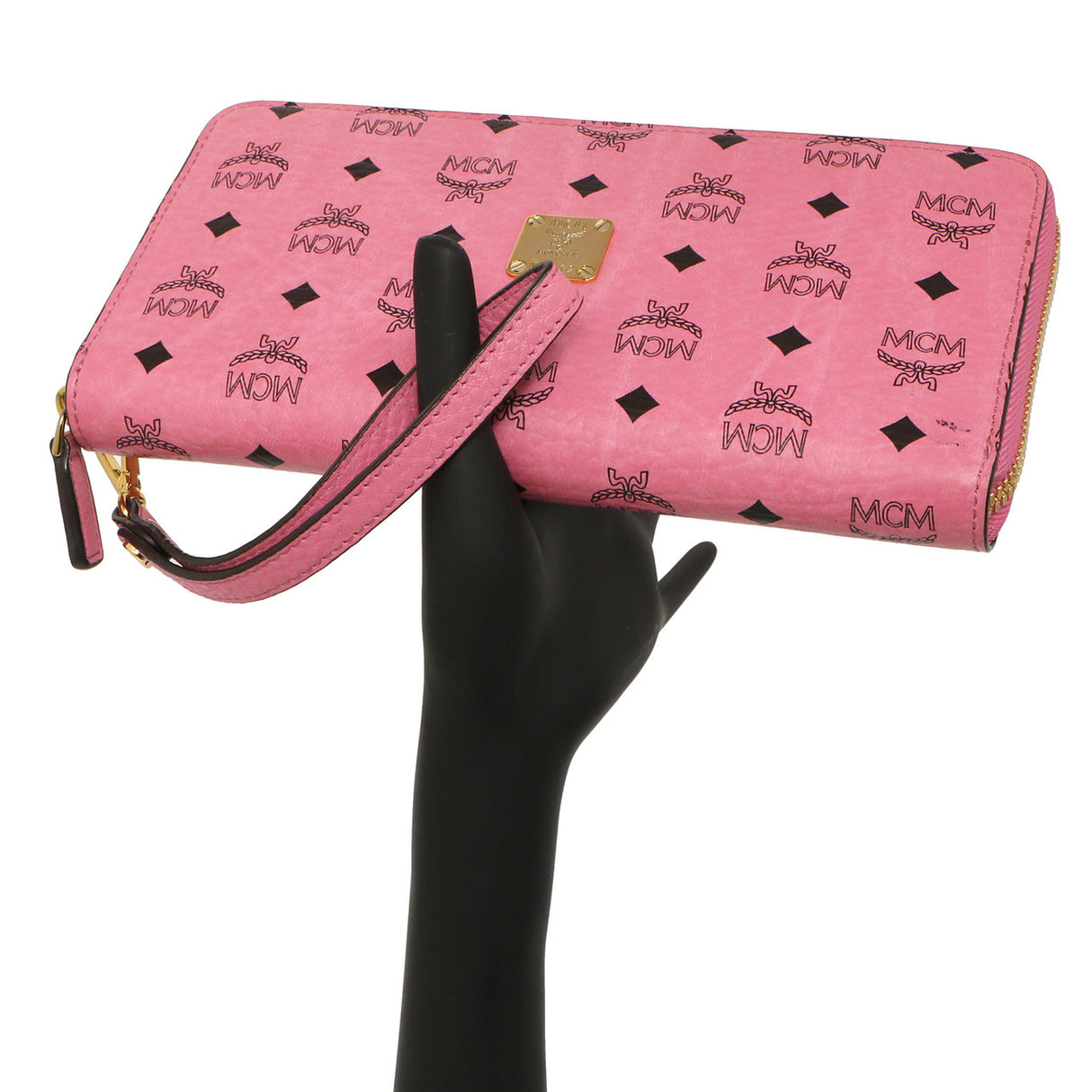 MCM Pink Visetos Zip Around Wristlet Wallet Accessories MCM