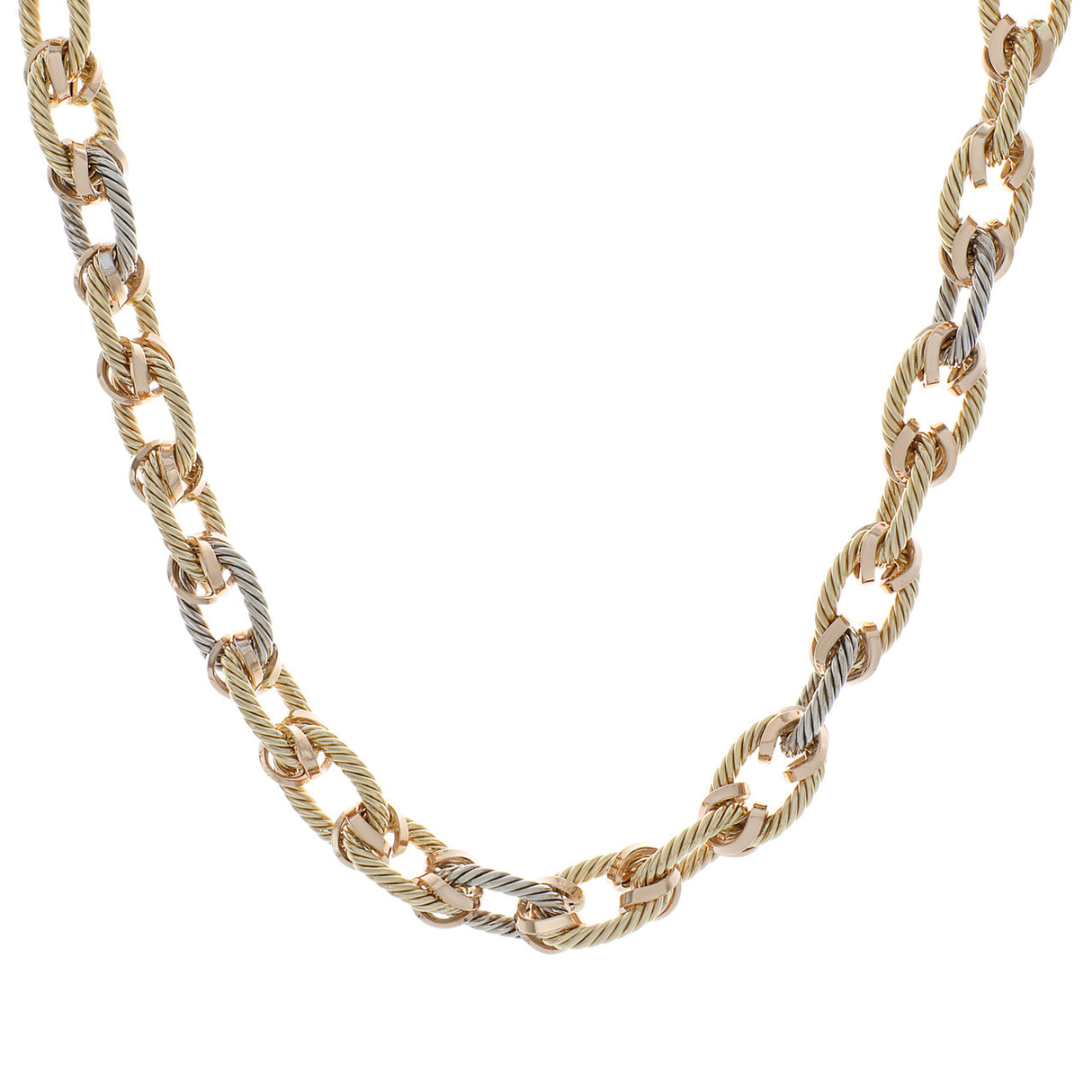 18K Tri-Tone Gold Link Necklace Fine Jewellery Modaselle