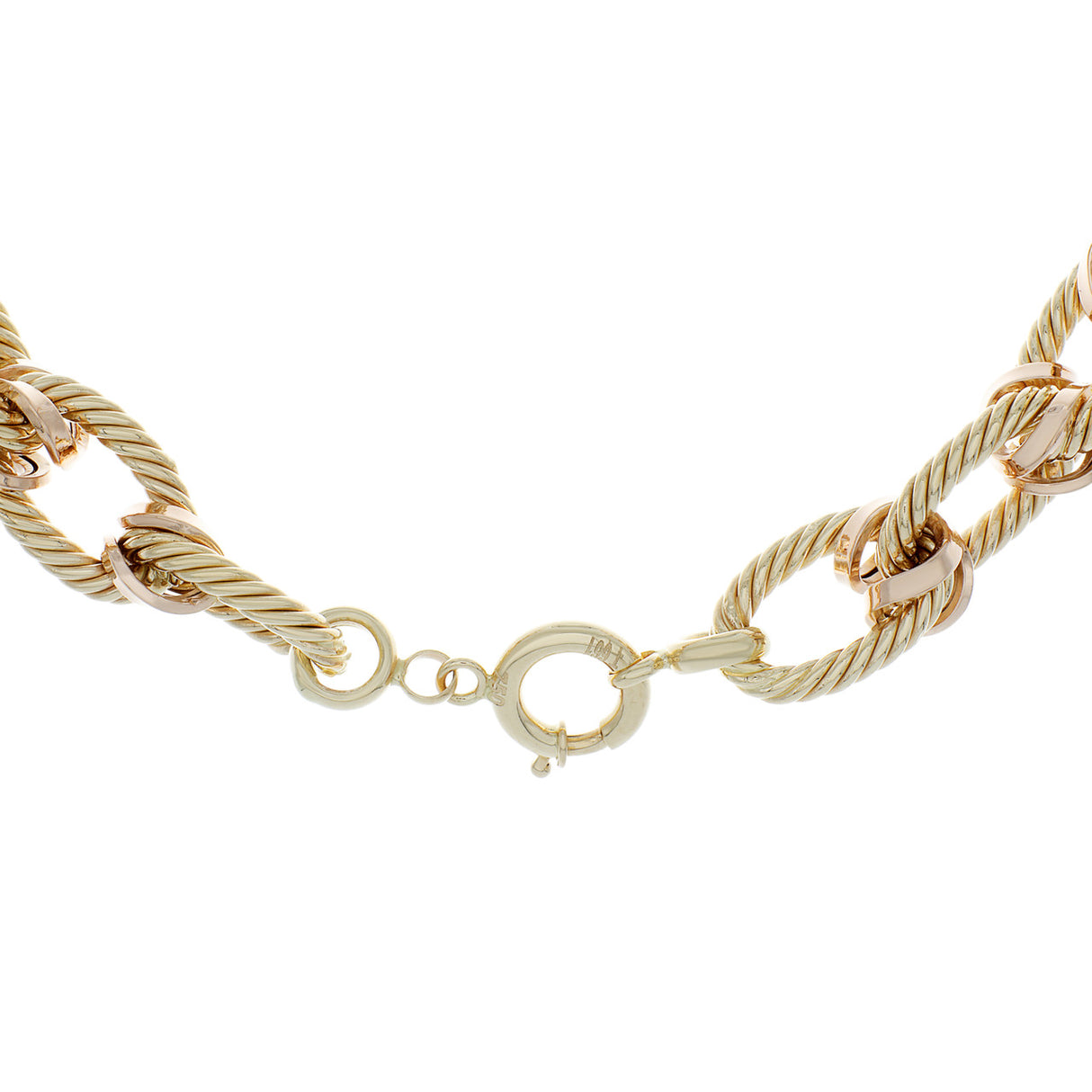 18K Tri-Tone Gold Link Necklace Fine Jewellery Modaselle