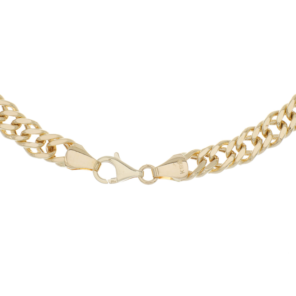 18K Yellow Gold Double Curb Link Chain Necklace Fine Jewellery Modaselle