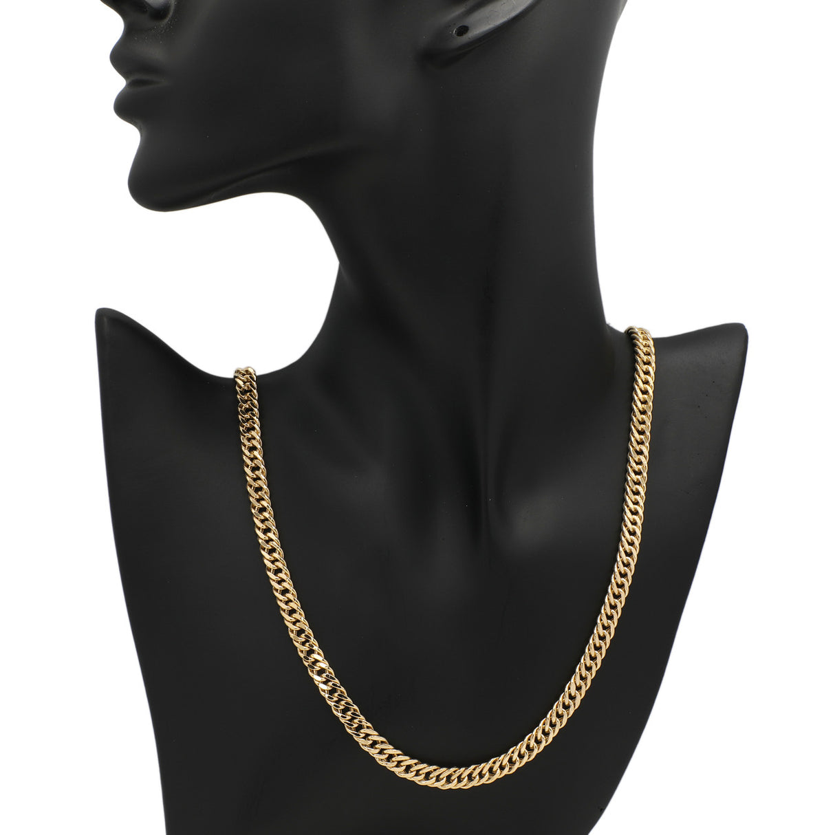 18K Yellow Gold Double Curb Link Chain Necklace Fine Jewellery Modaselle