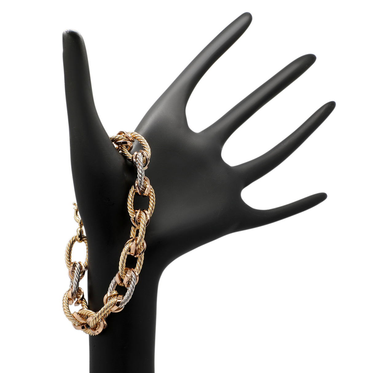 18K Tri-Tone Gold Link Bracelet Fine Jewellery Modaselle