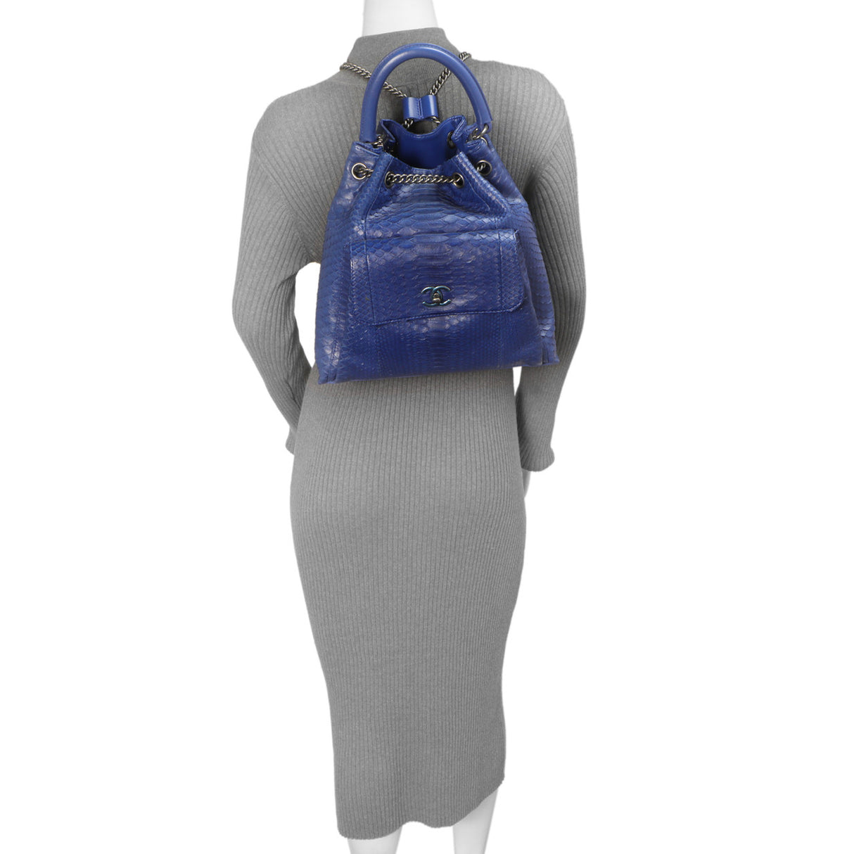 Chanel Blue Python Urban Luxury Drawstring Backpack Handbags Chanel