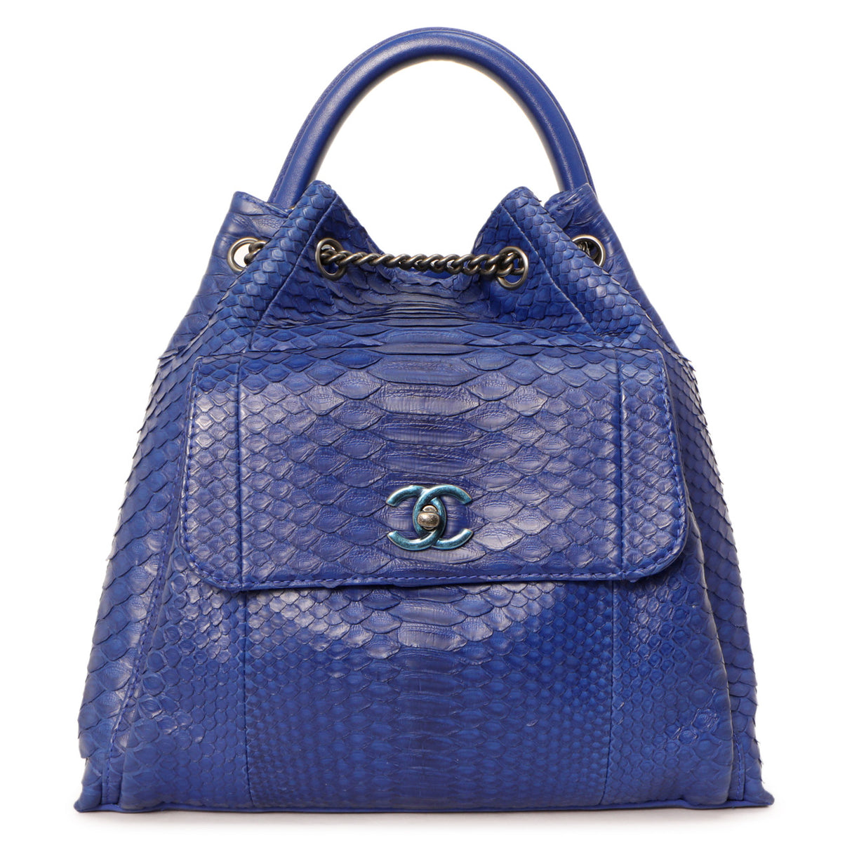 Chanel Blue Python Urban Luxury Drawstring Backpack Handbags Chanel