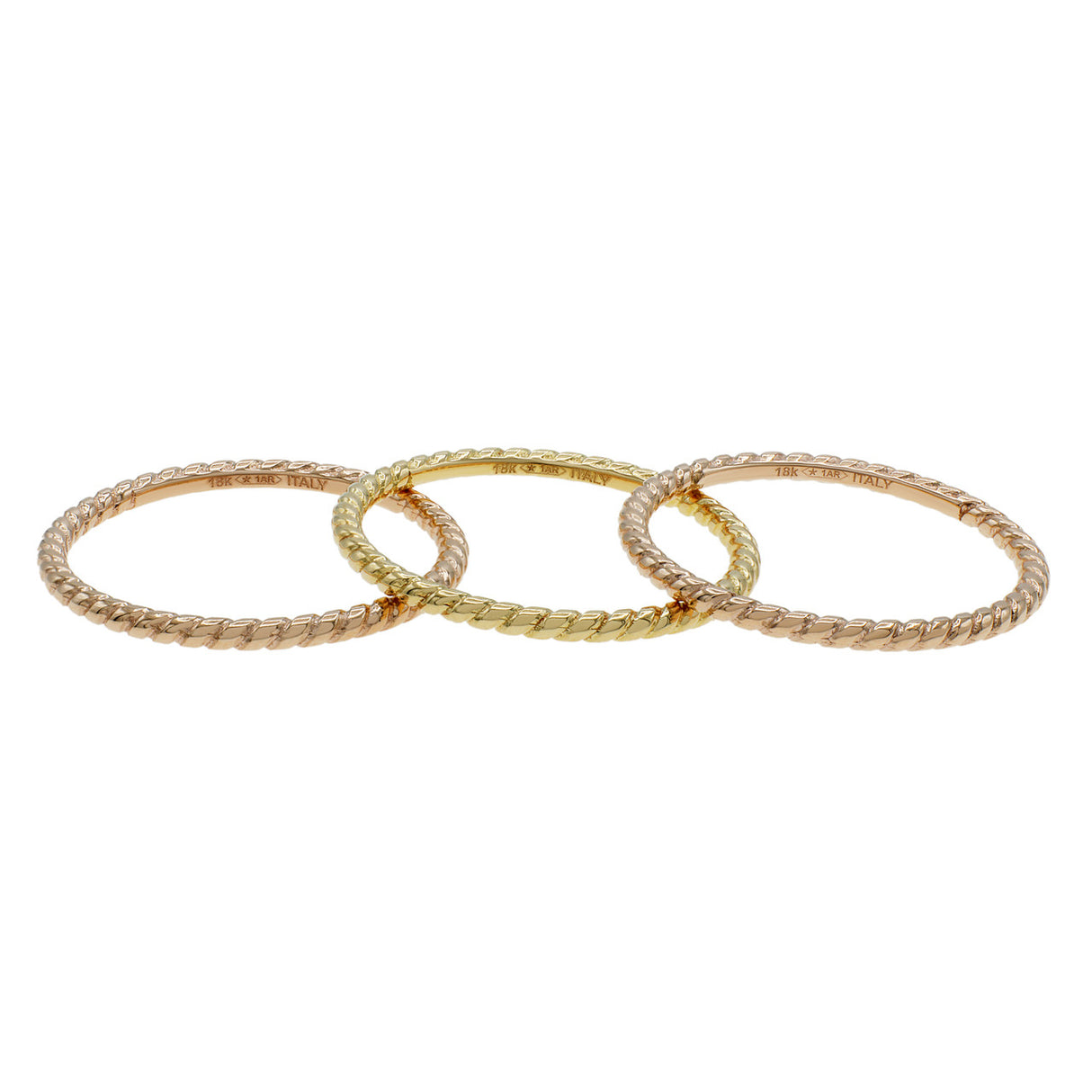 18K Rose/Yellow Gold Band Ring Set Fine Jewellery Modaselle