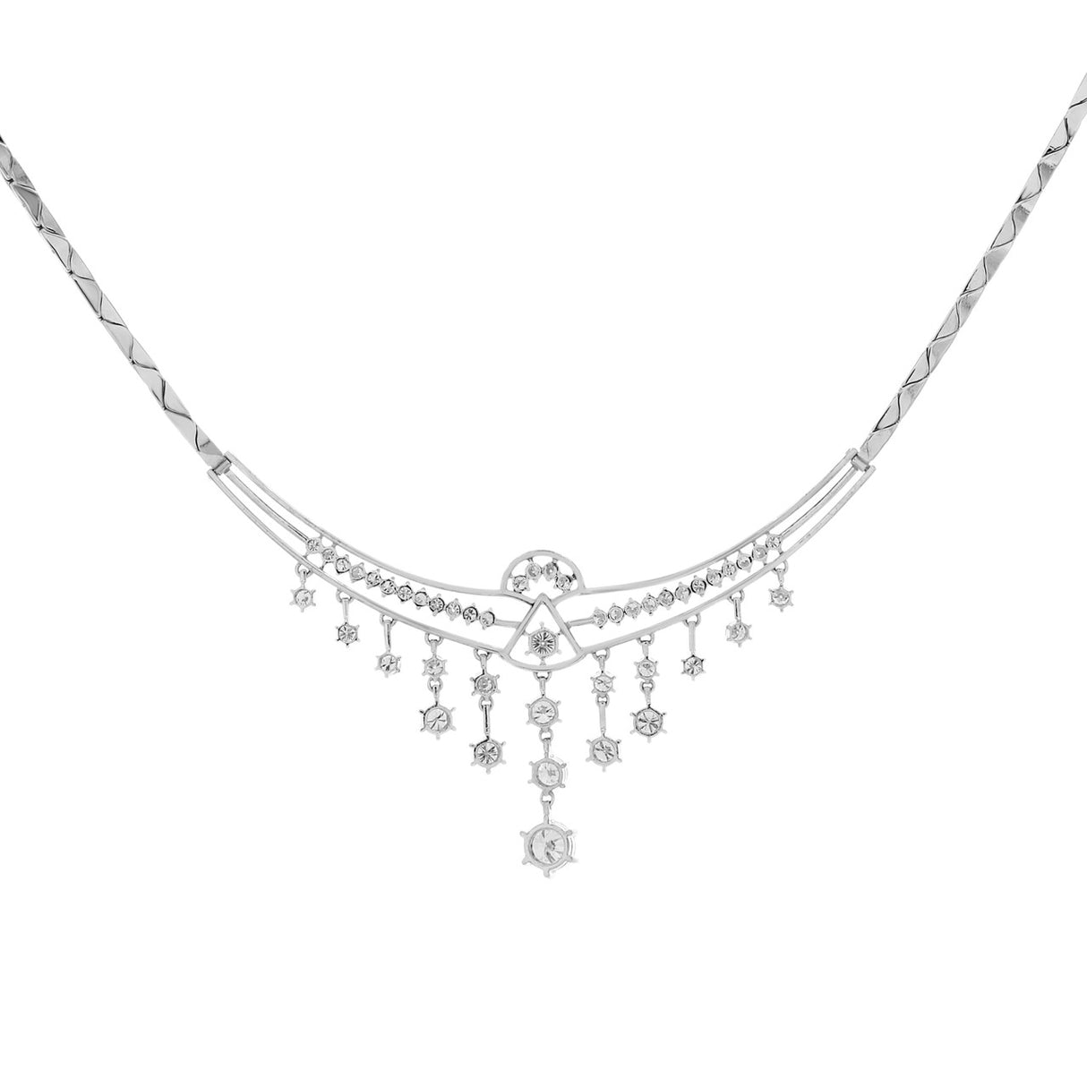14K White Gold 3.75 Carat Diamond Lavaliere Necklace Fine Jewellery Modaselle