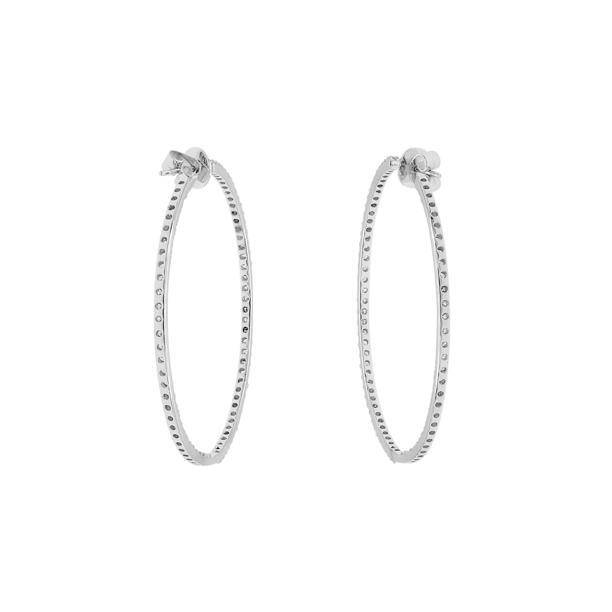 18K White Gold 2.76 Carat Diamond Hoop Earrings Fine Jewellery Modaselle