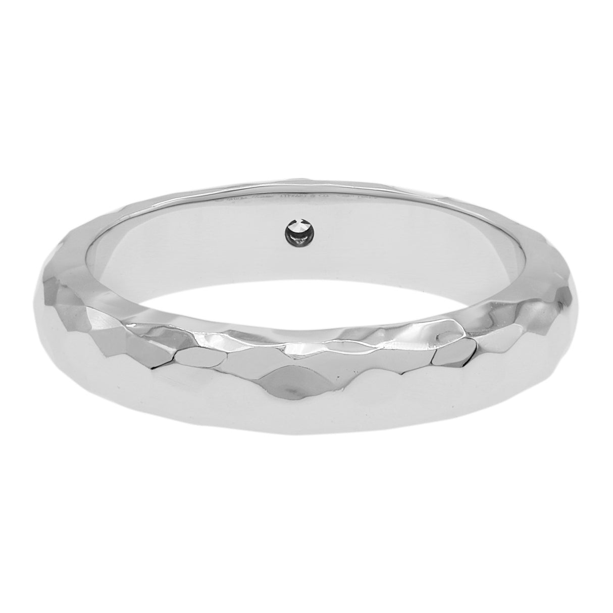 Tiffany & Co. 18K White Gold Paloma Picasso Hammered Solitaire Ring Designer Jewellery Tiffany and Co