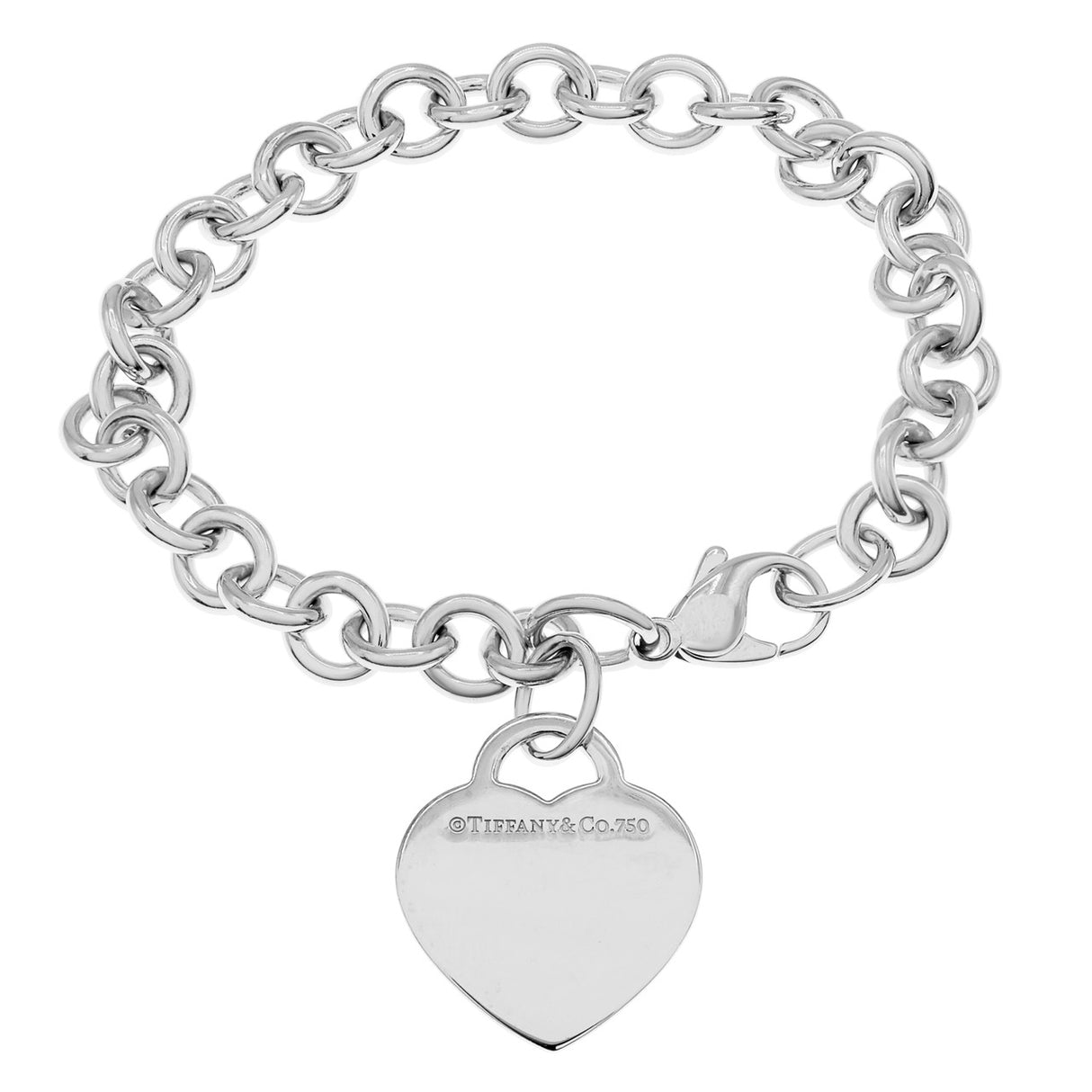 Tiffany & Co. 18K White Gold & Diamond Heart Tag Bracelet Designer Jewellery Tiffany and Co