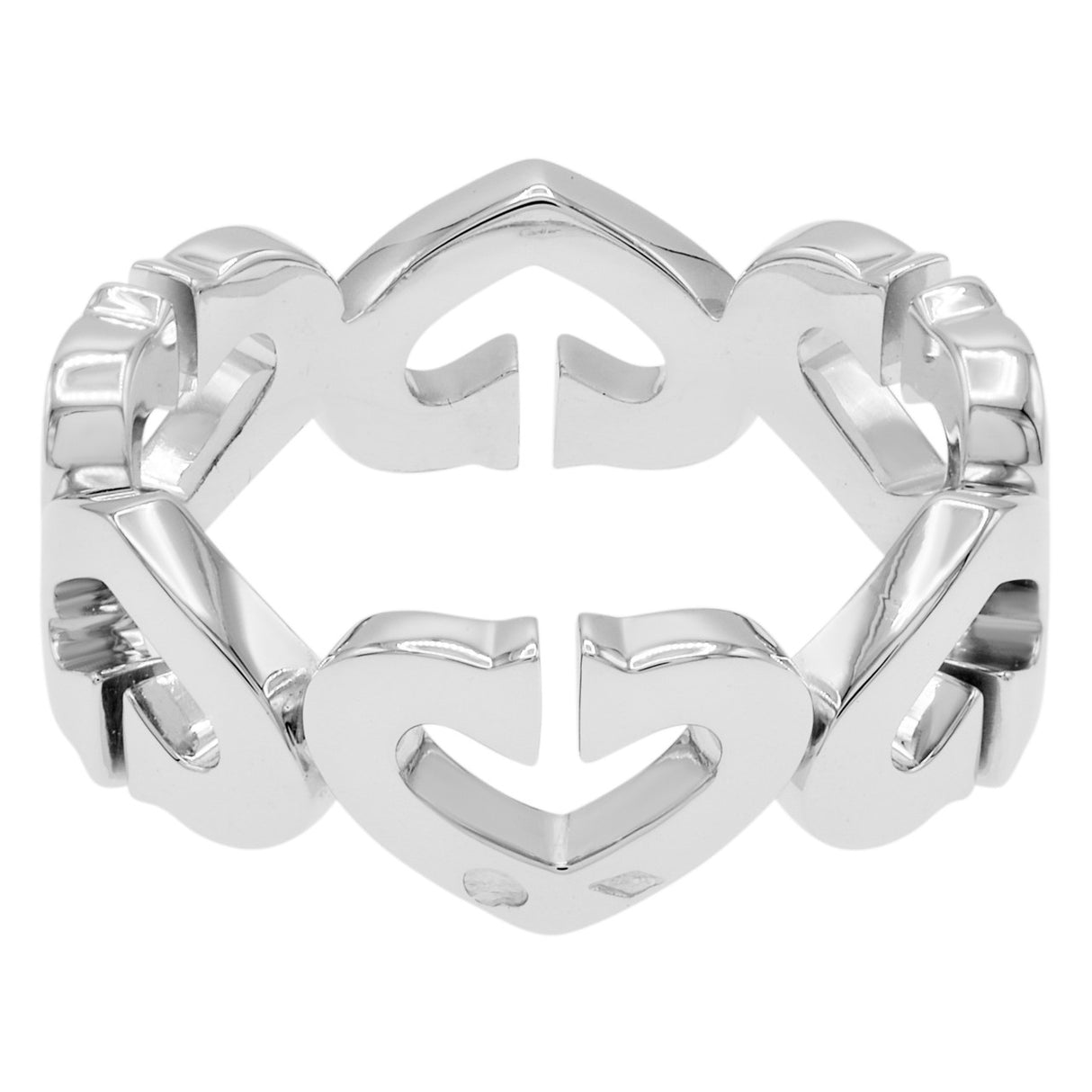 Cartier 18K White Gold Diamond Hearts and Symbols Ring Designer Jewellery Cartier