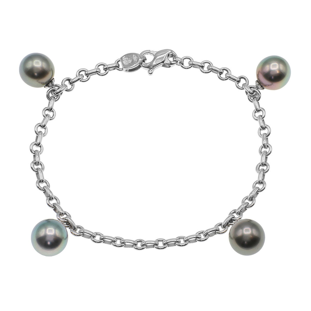 18K White Gold Tahitian Black Pearl Bracelet Fine Jewellery Modaselle