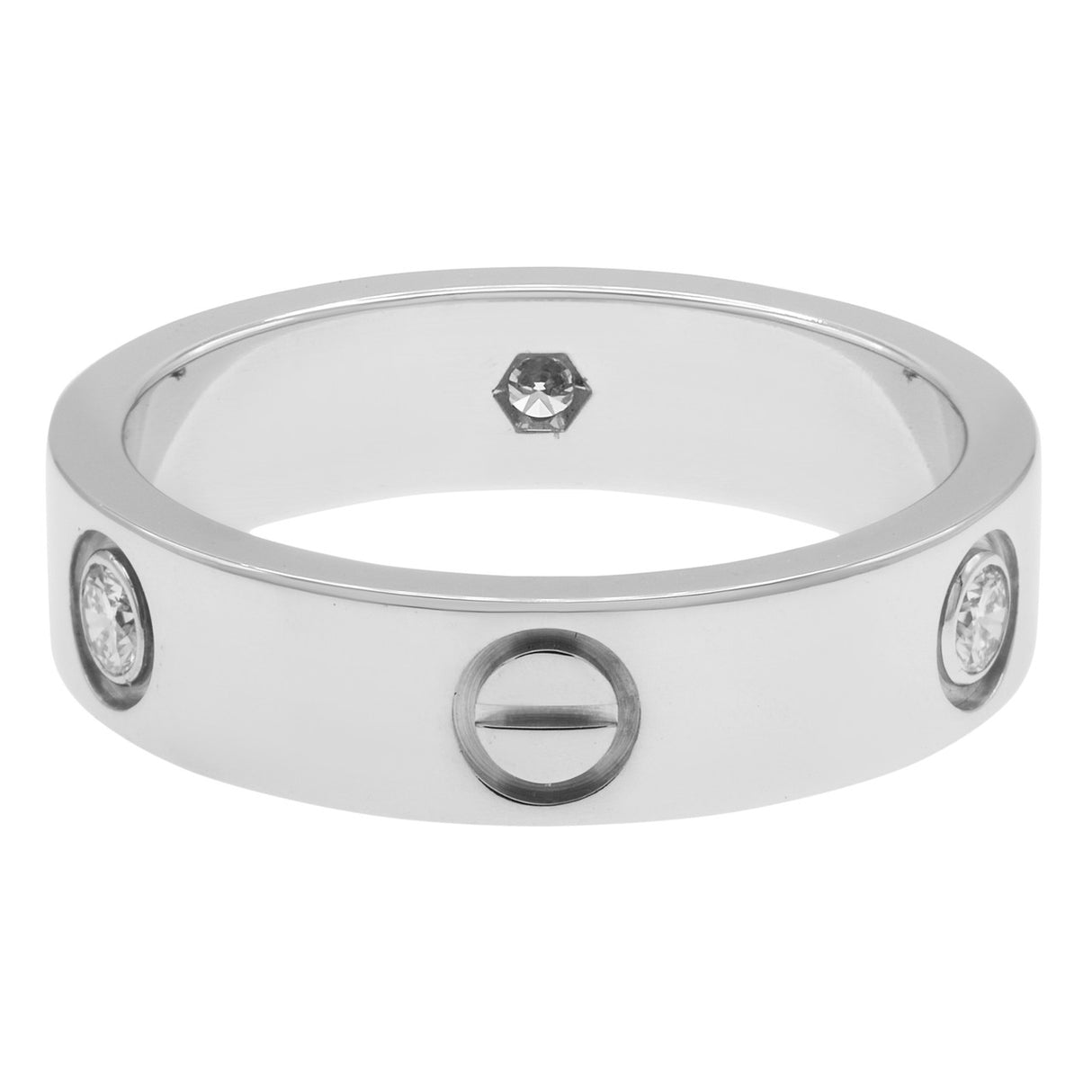 Cartier 18K White Gold 3 Diamond Love Ring Designer Jewellery Cartier