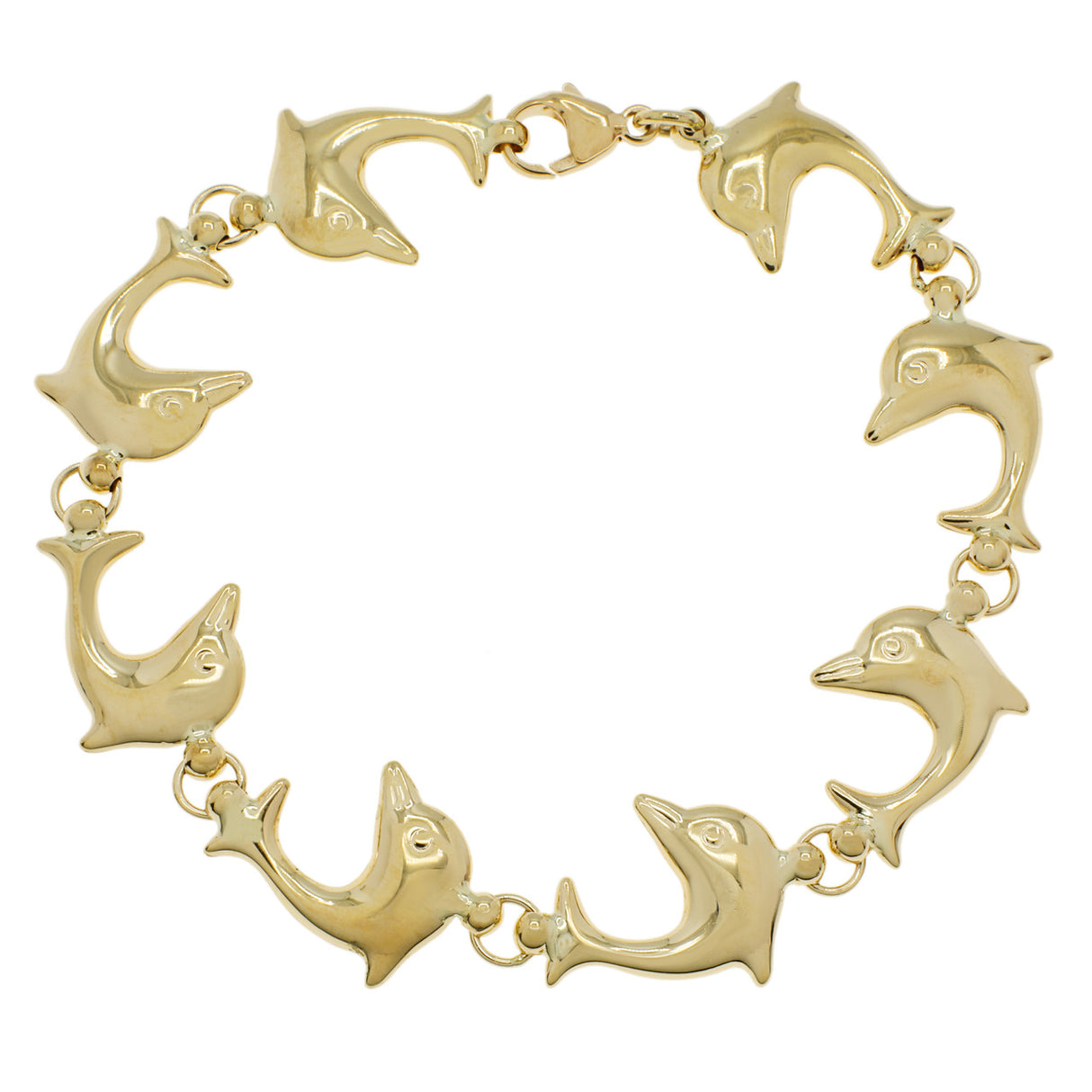 14K Yellow Gold Dolphin Link Bracelet Fine Jewellery Modaselle