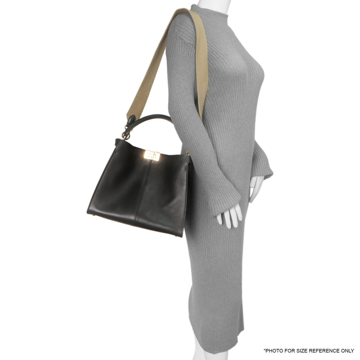 Fendi Black Vitello Seta Medium Peekaboo X-Lite Handbags Fendi