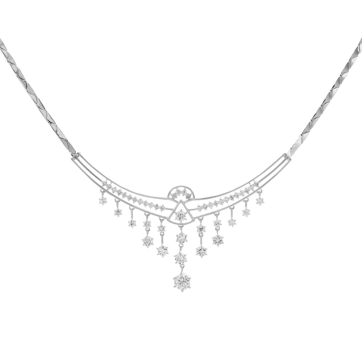 14K White Gold 3.75 Carat Diamond Lavaliere Necklace Fine Jewellery Modaselle