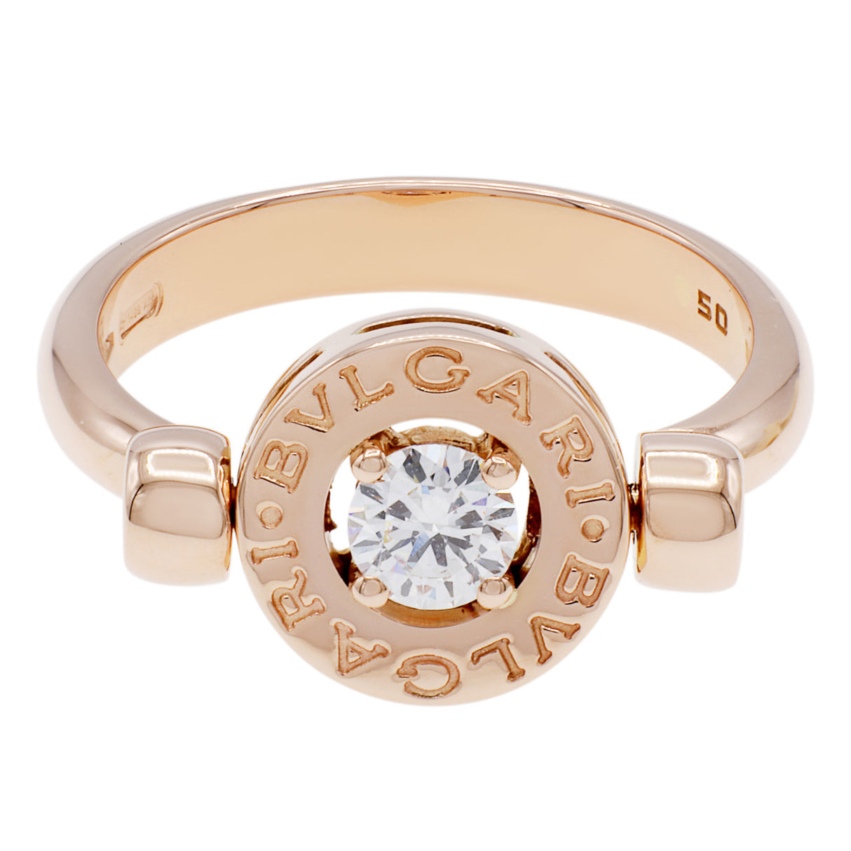 Bulgari 18K Rose Gold Diamond Bvlgari Bvlgari Flip Ring Designer Jewellery Bulgari