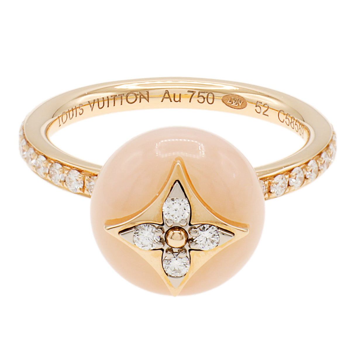 Louis Vuitton 18K Pink Gold Pink Opal Diamond Color Blossom Ring Designer Jewellery Louis Vuitton