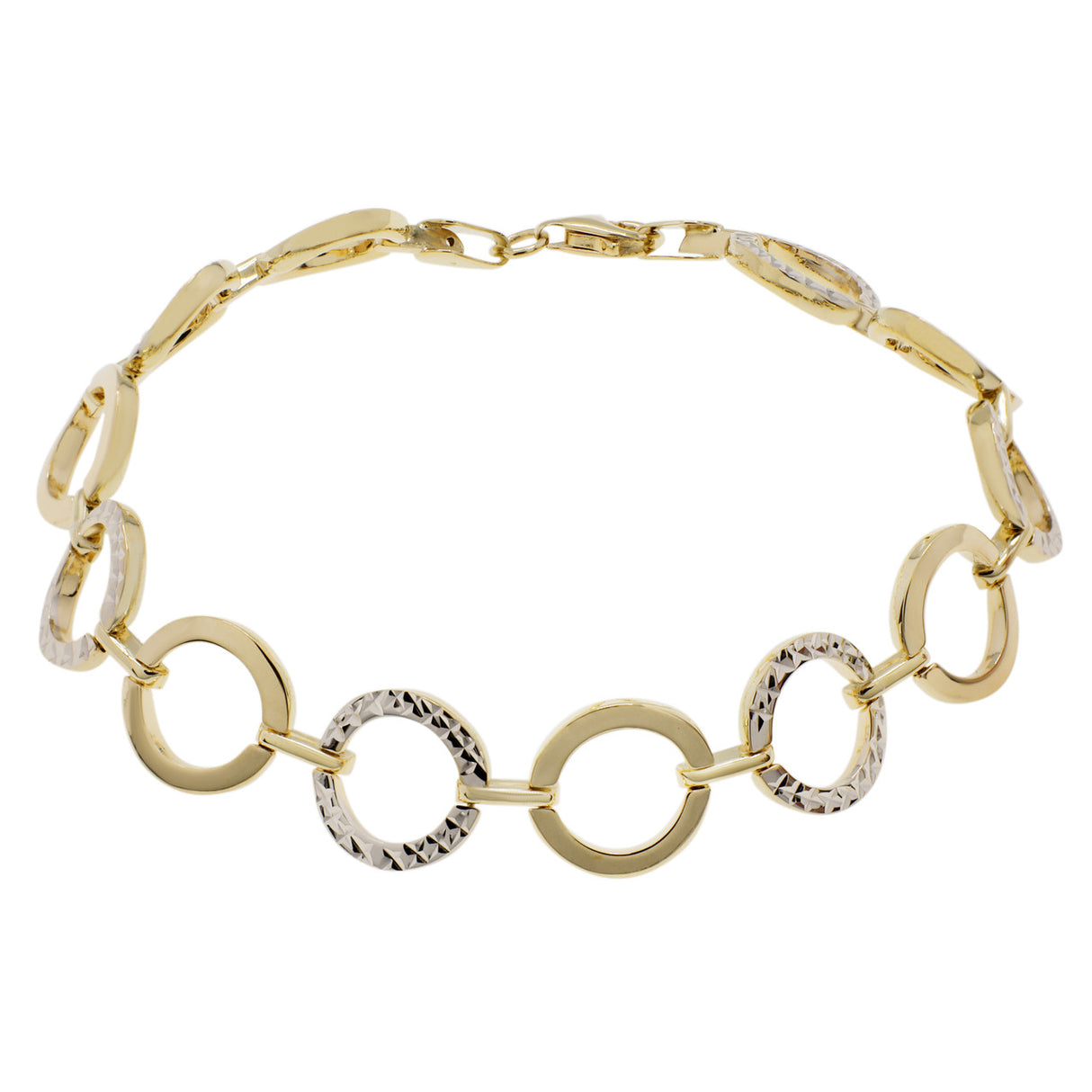 10K Yellow & White Gold Circle Link Bracelet Fine Jewellery Modaselle