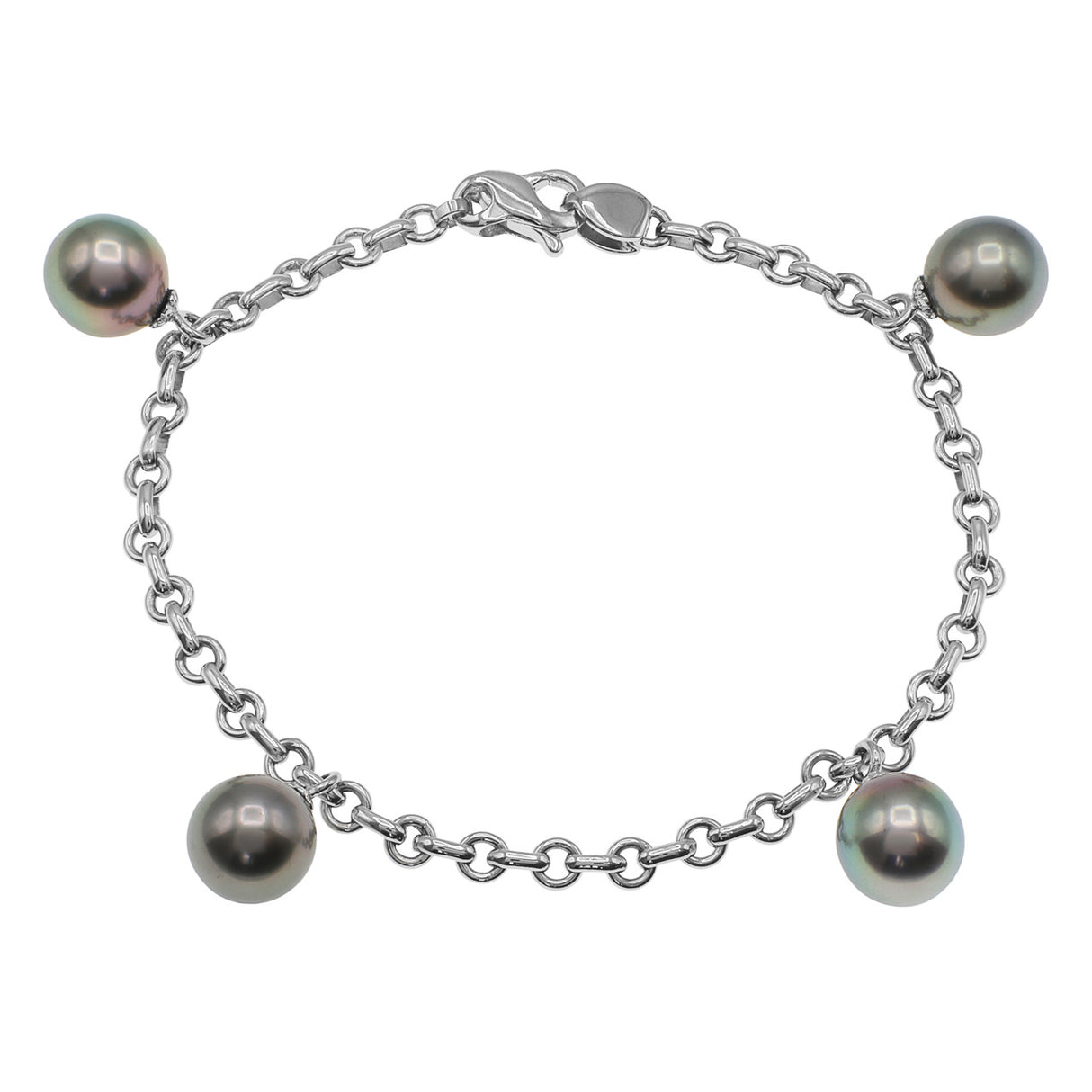 18K White Gold Tahitian Black Pearl Bracelet Fine Jewellery Modaselle