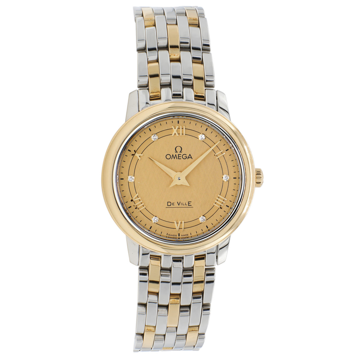 Omega Stainless Steel 18K Yellow Gold De Ville Prestige Quartz 424.20.27.60.58.004 Watches Omega