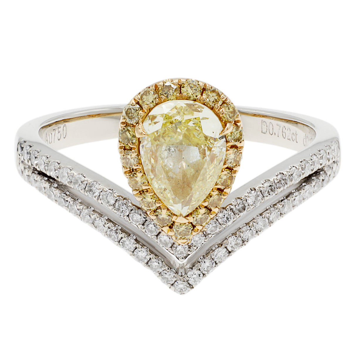 18K White Gold 0.76 Carat Fancy Yellow Diamond Ring Fine Jewellery Modaselle