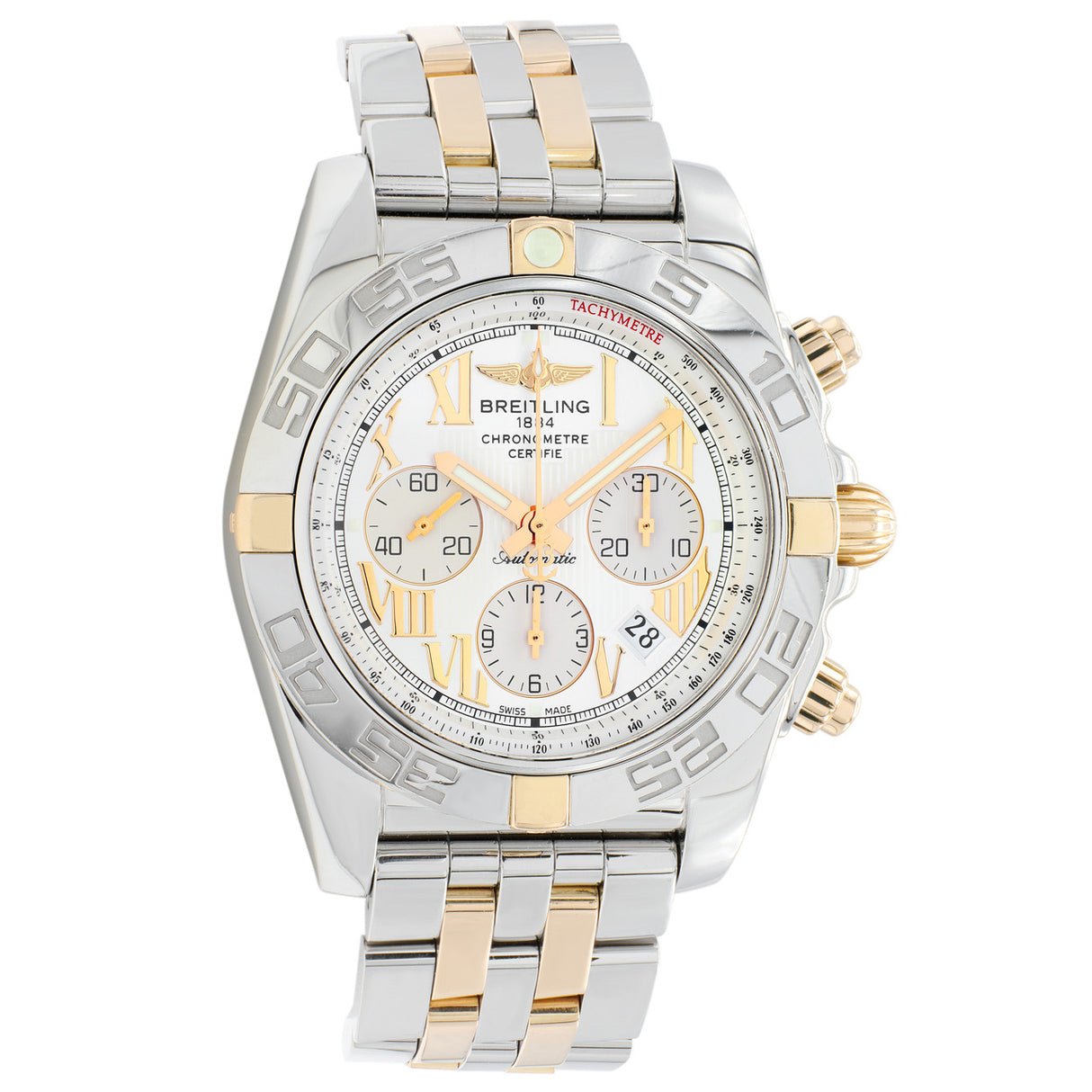 Breitling Stainless Steel 18K Rose Gold Chronomat 44 IB0110 Watches Breitling