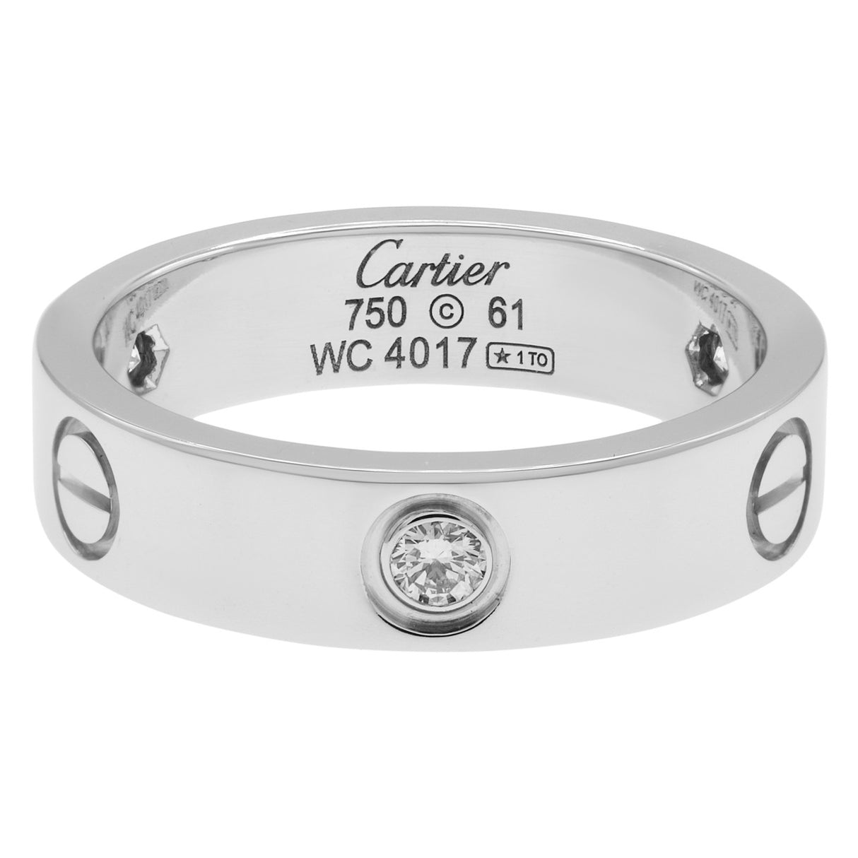 Cartier 18K White Gold 3 Diamond Love Ring Designer Jewellery Cartier