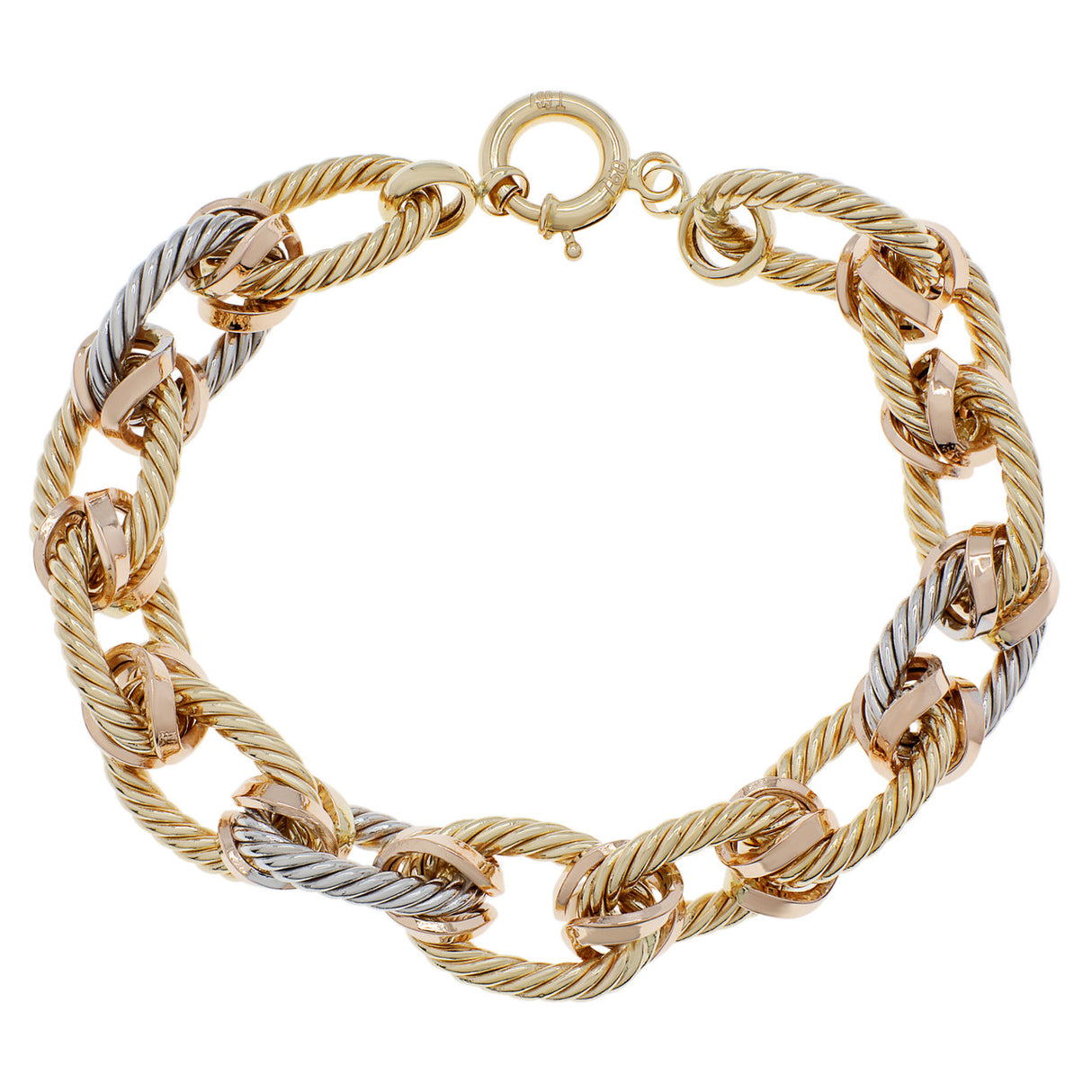 18K Tri-Tone Gold Link Bracelet Fine Jewellery Modaselle