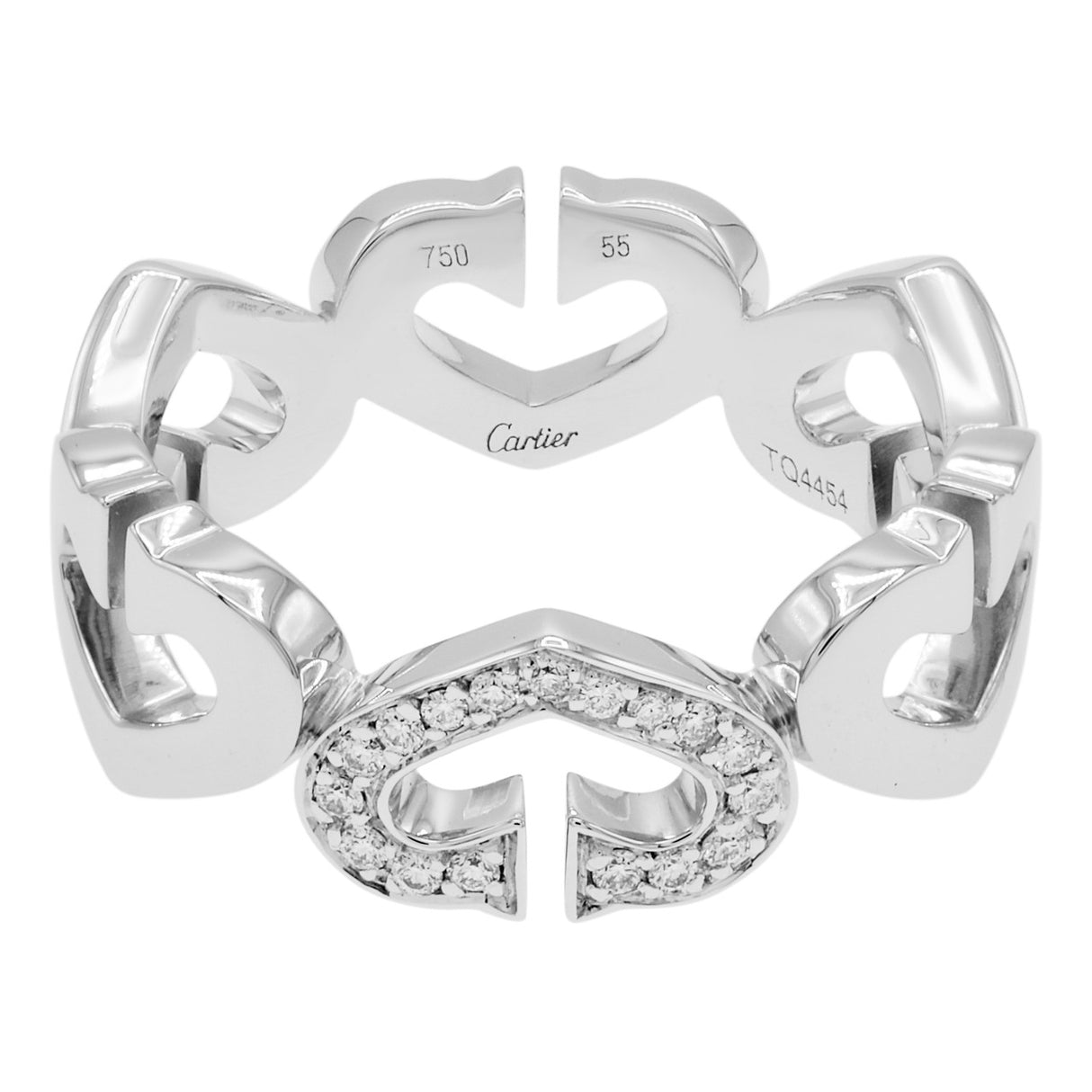Cartier 18K White Gold Diamond Hearts and Symbols Ring Designer Jewellery Cartier