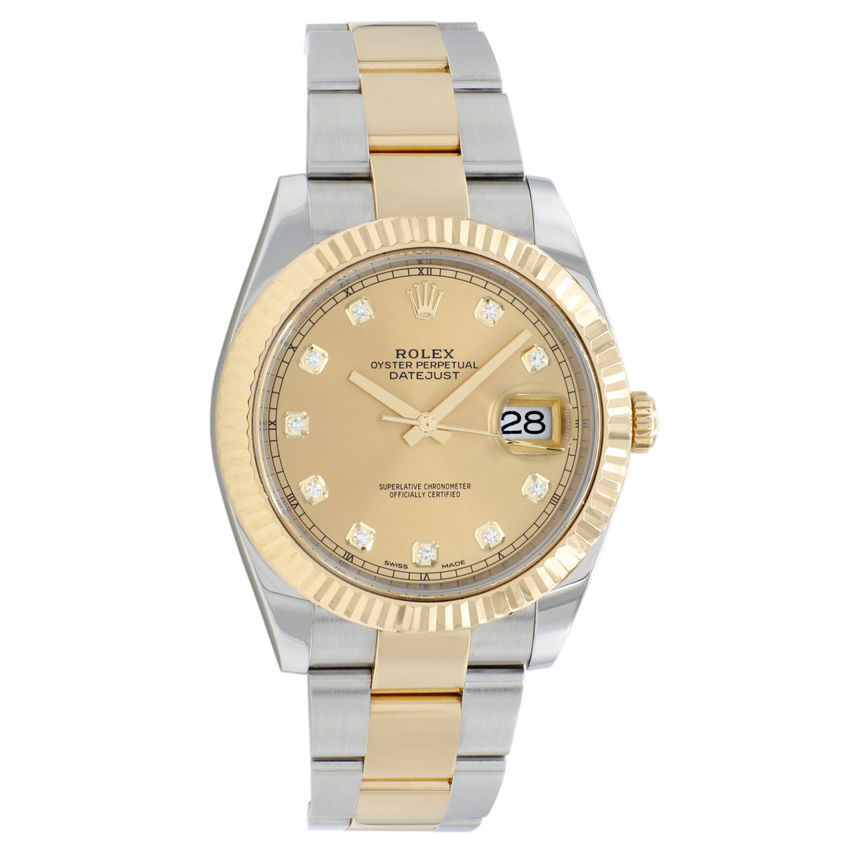 Rolex 18K Yellow Gold Stainless Steel Diamond Datejust 41 126333 Watches Rolex