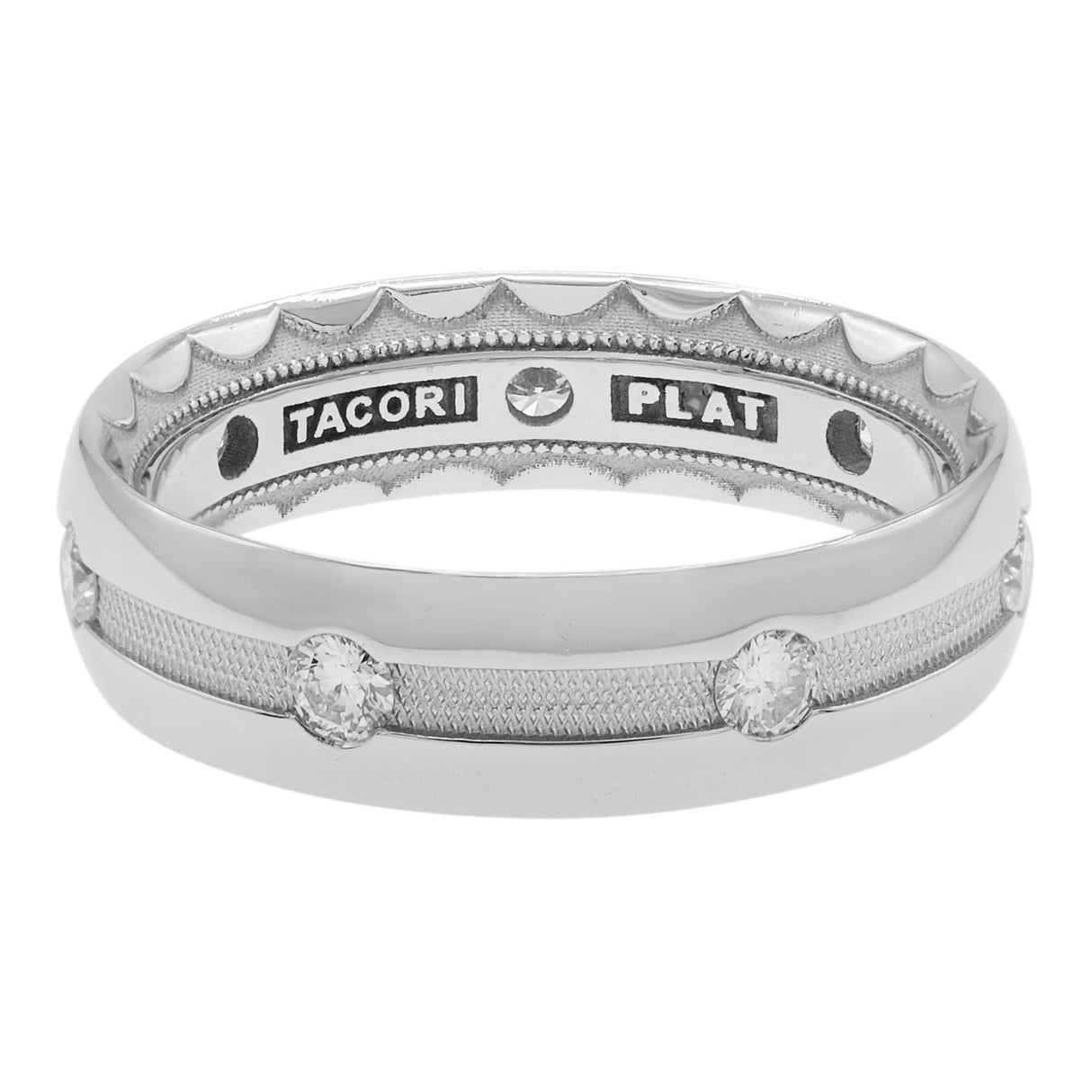 Tacori Platinum & Diamond Milgrain Band Ring Designer Jewellery Tacori