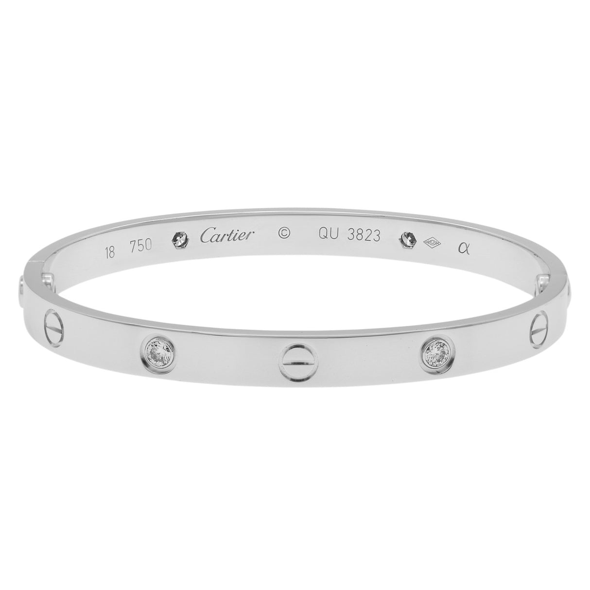 Cartier 18K White Gold 4 Diamond Love Bracelet Designer Jewellery Cartier